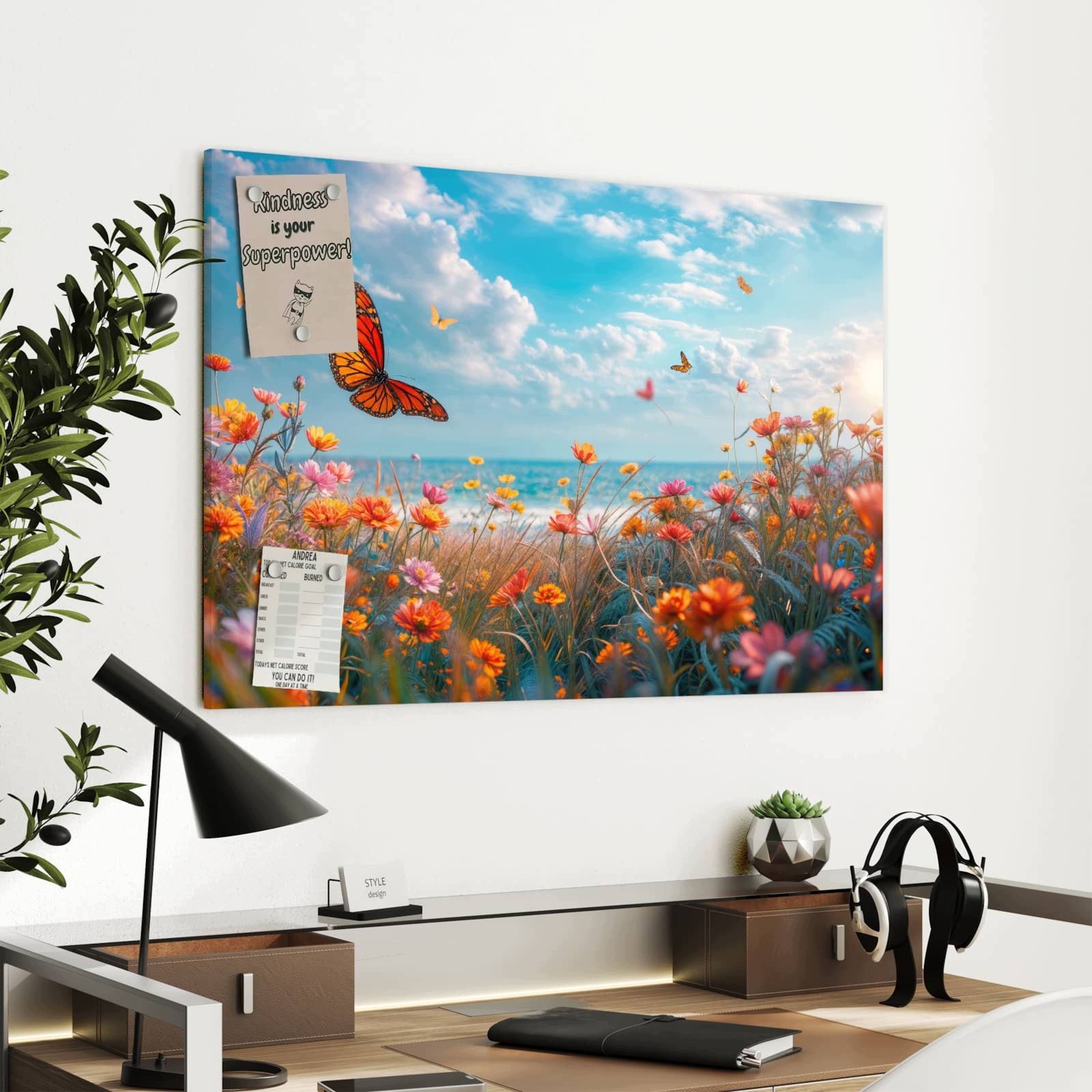 Magnetická tabule – obraz na zeď Letní květinová louka | 90 × 60 cm