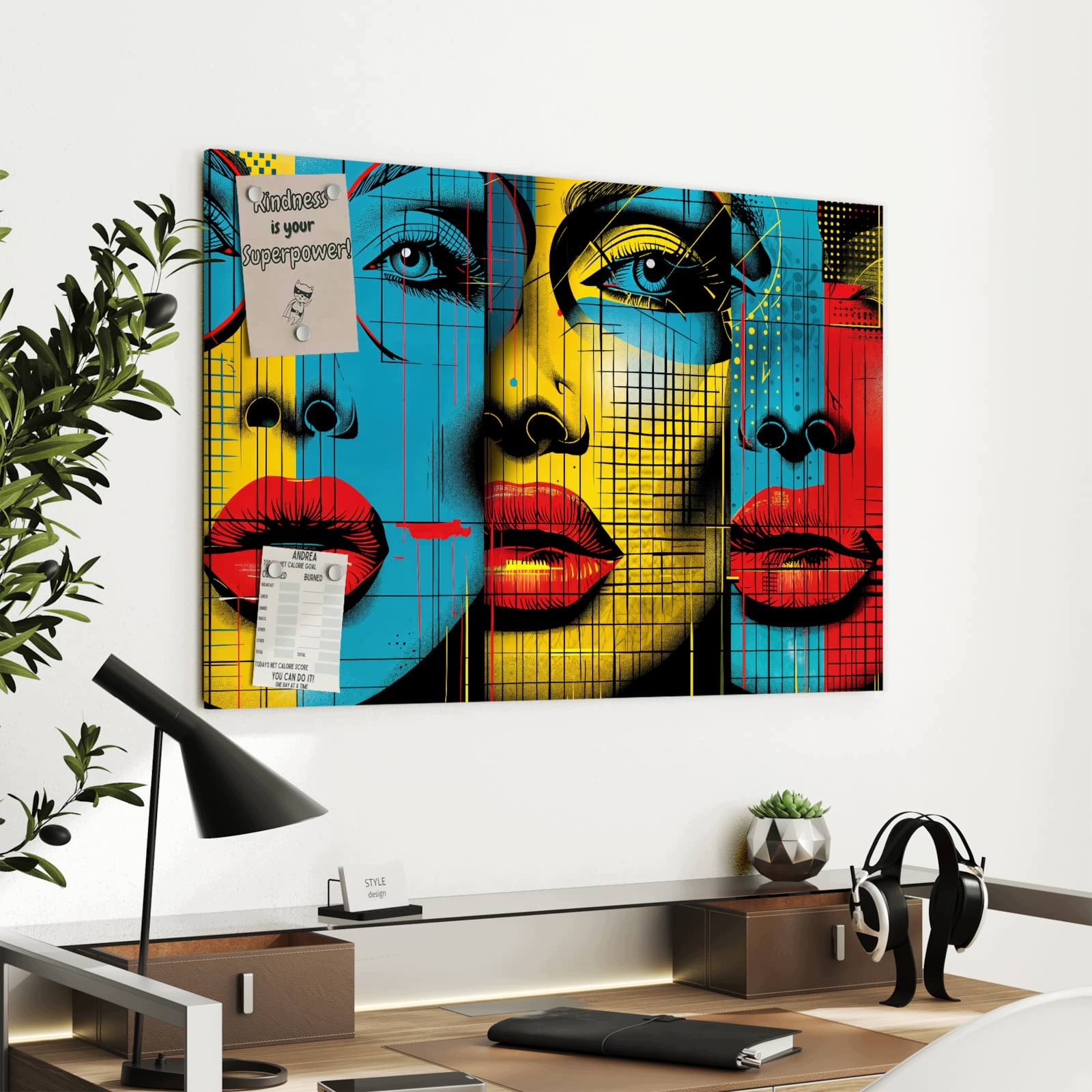 Magnetická tabule – obraz na zeď Pop umění tváře | 90 × 60 cm