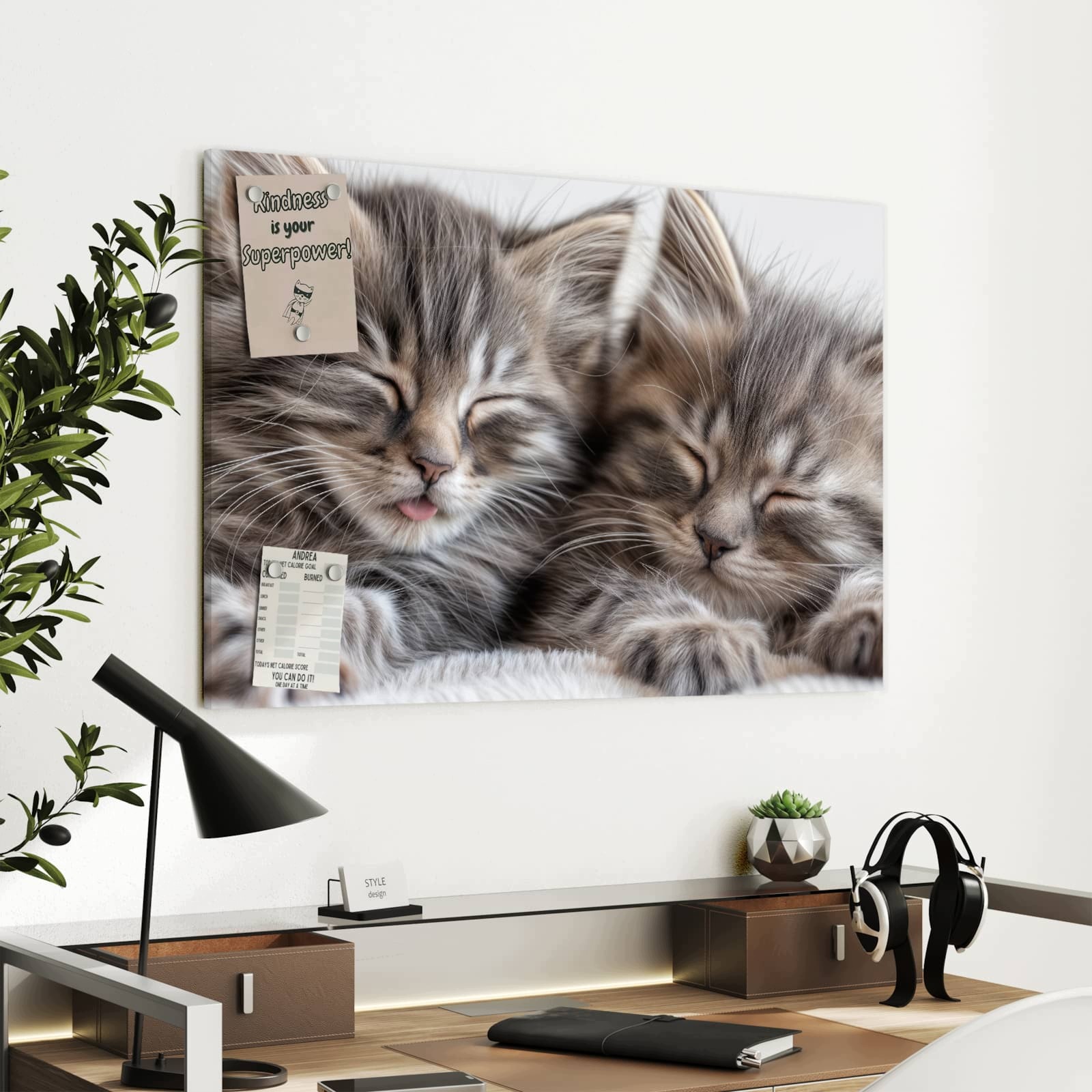 Magnetická tabule – obraz na zeď Spící koťátko | 90 × 60 cm