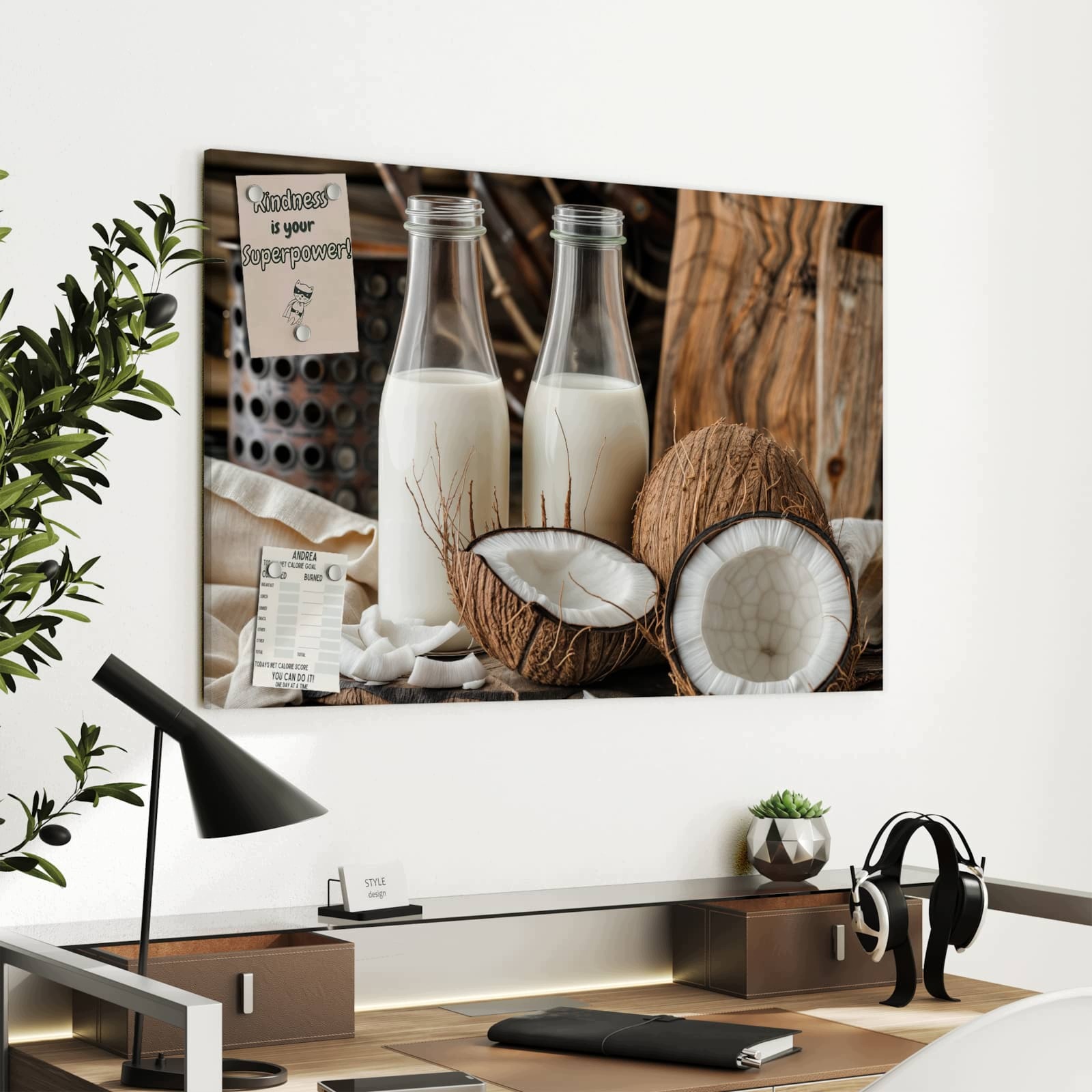 Magnetická tabule – obraz na zeď Pokrm z kokosu | 90 × 60 cm