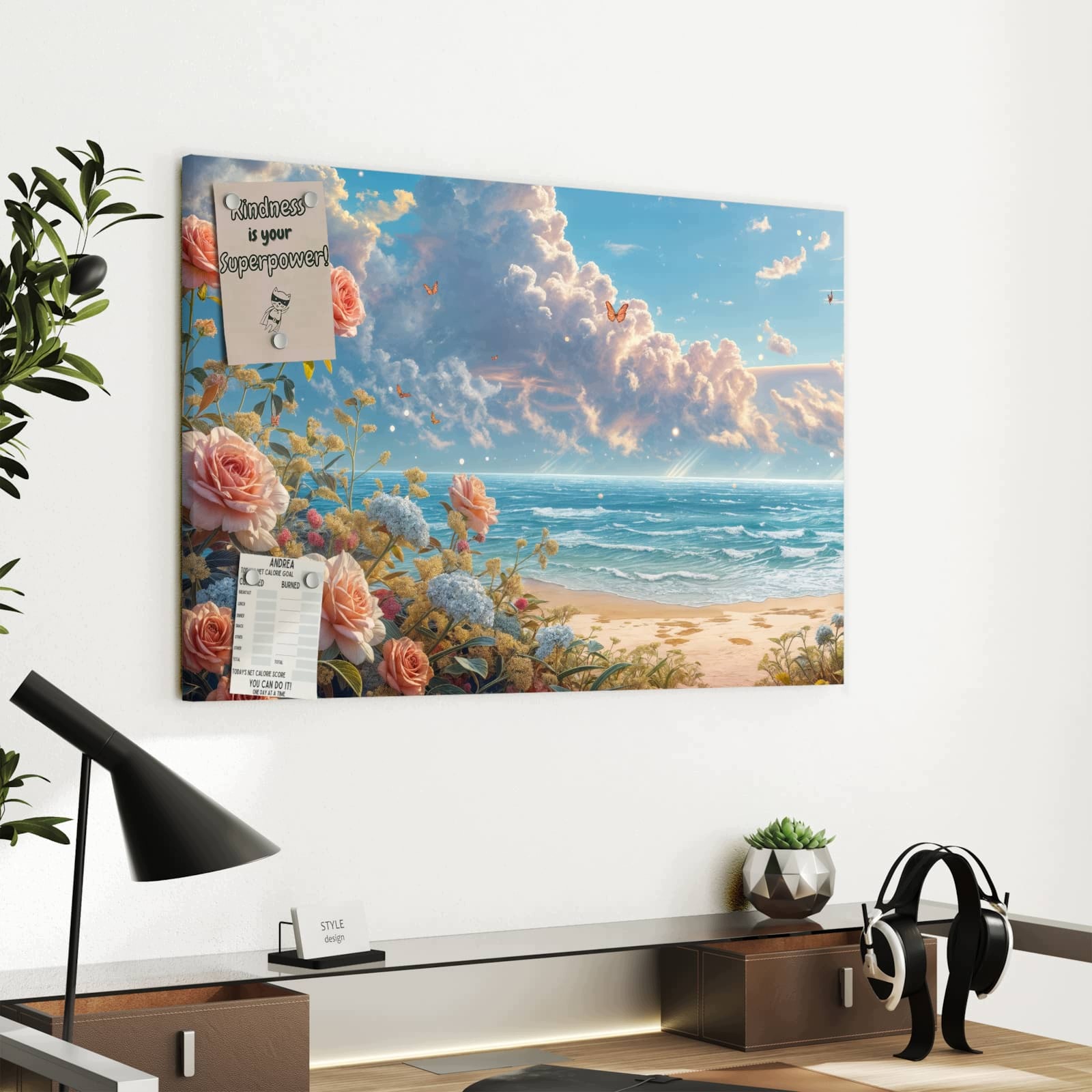 Magnetická tabule – obraz na zeď Čas na pláž s růžemi | 60 × 40 cm