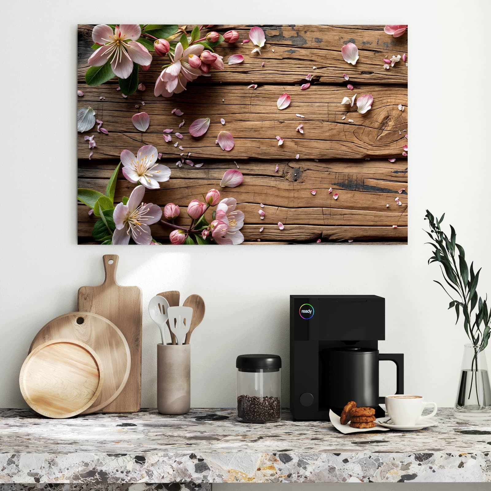 Magnetická tabule – obraz na zeď Květiny dřevo | 90 × 60 cm