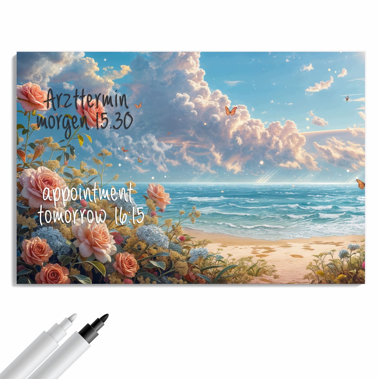 Magnetická tabule – obraz na zeď Čas na pláž s růžemi | 90 × 60 cm