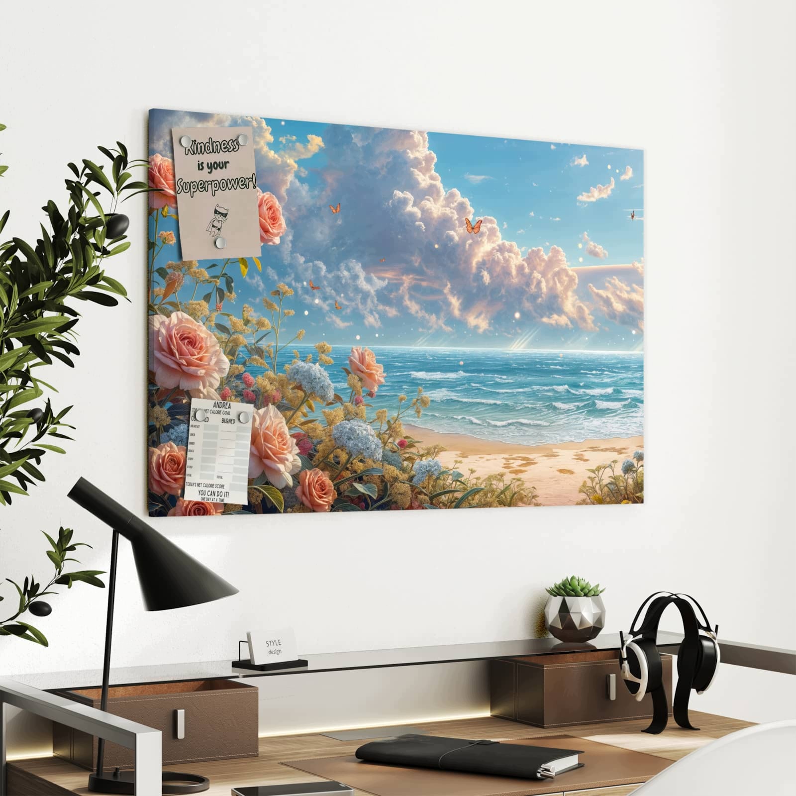 Magnetická tabule – obraz na zeď Čas na pláž s růžemi | 90 × 60 cm