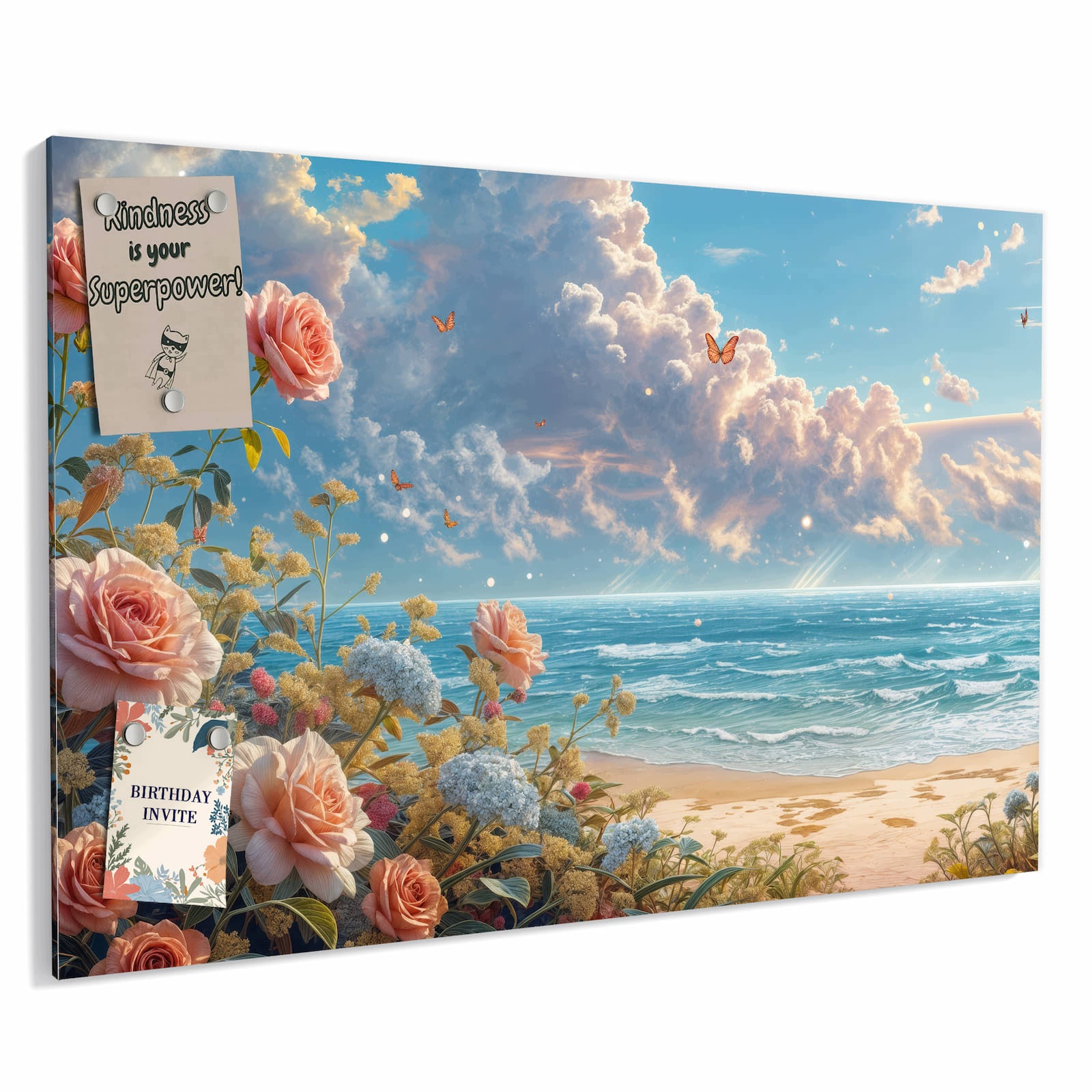 Magnetická tabule – obraz na zeď Čas na pláž s růžemi | 90 × 60 cm