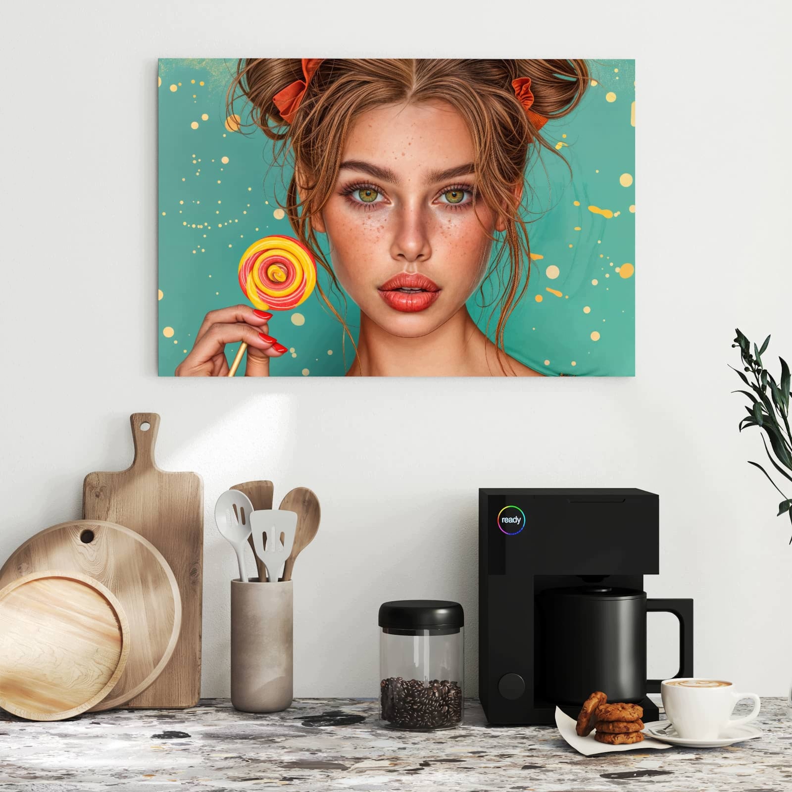 Magnetická tabule – obraz na zeď Žena s lízátkem | 60 × 40 cm