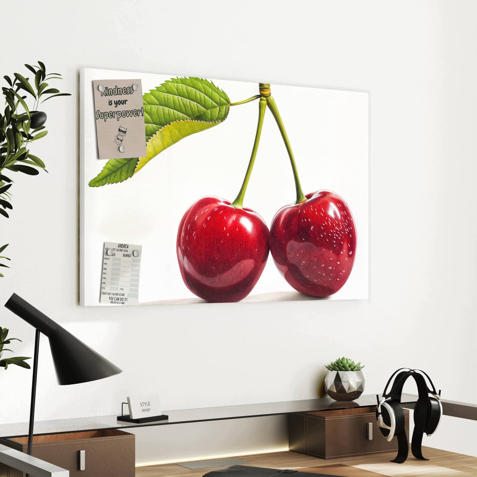 Magnetická tabule – obraz na zeď Třešně dvojice | 60 × 40 cm