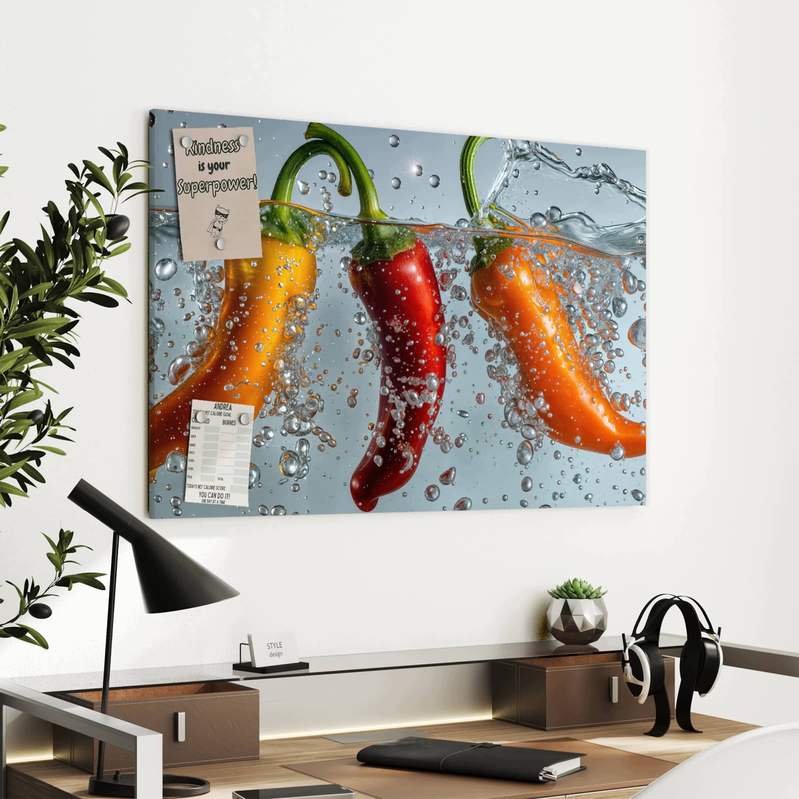 Magnetická tabule – obraz na zeď Šumivá paprika | 90 × 60 cm