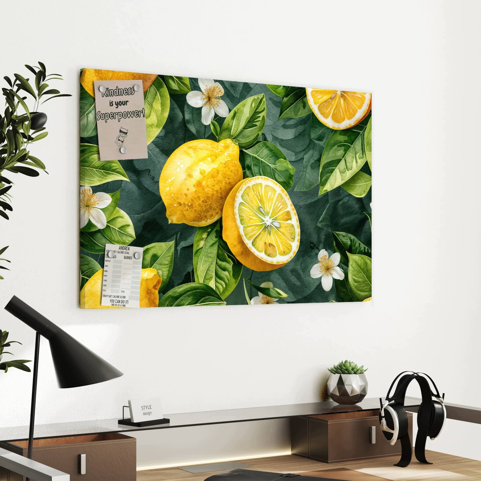 Magnetická tabule – obraz na zeď Citronový vzor | 60 × 40 cm