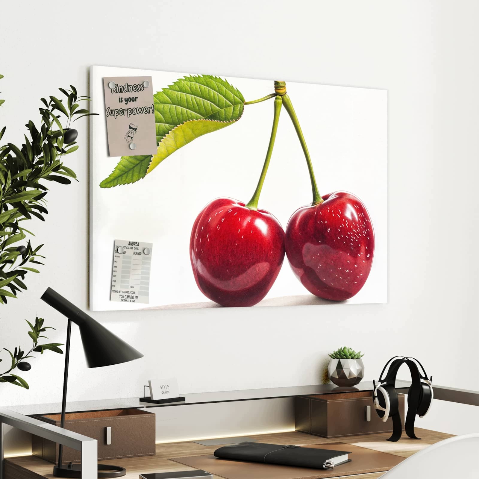 Magnetická tabule – obraz na zeď Třešně dvojice | 90 × 60 cm