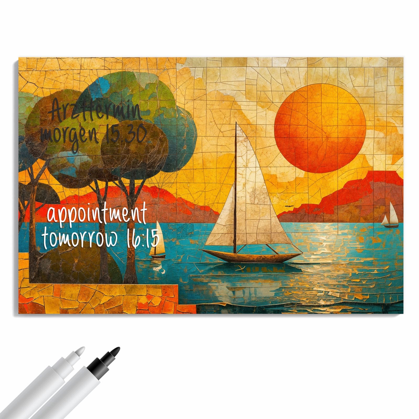 Magnetická tabule – obraz na zeď Plachetnice západ slunce | 90 × 60 cm