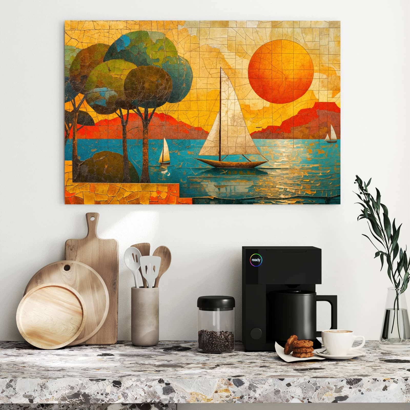 Magnetická tabule – obraz na zeď Plachetnice západ slunce | 90 × 60 cm