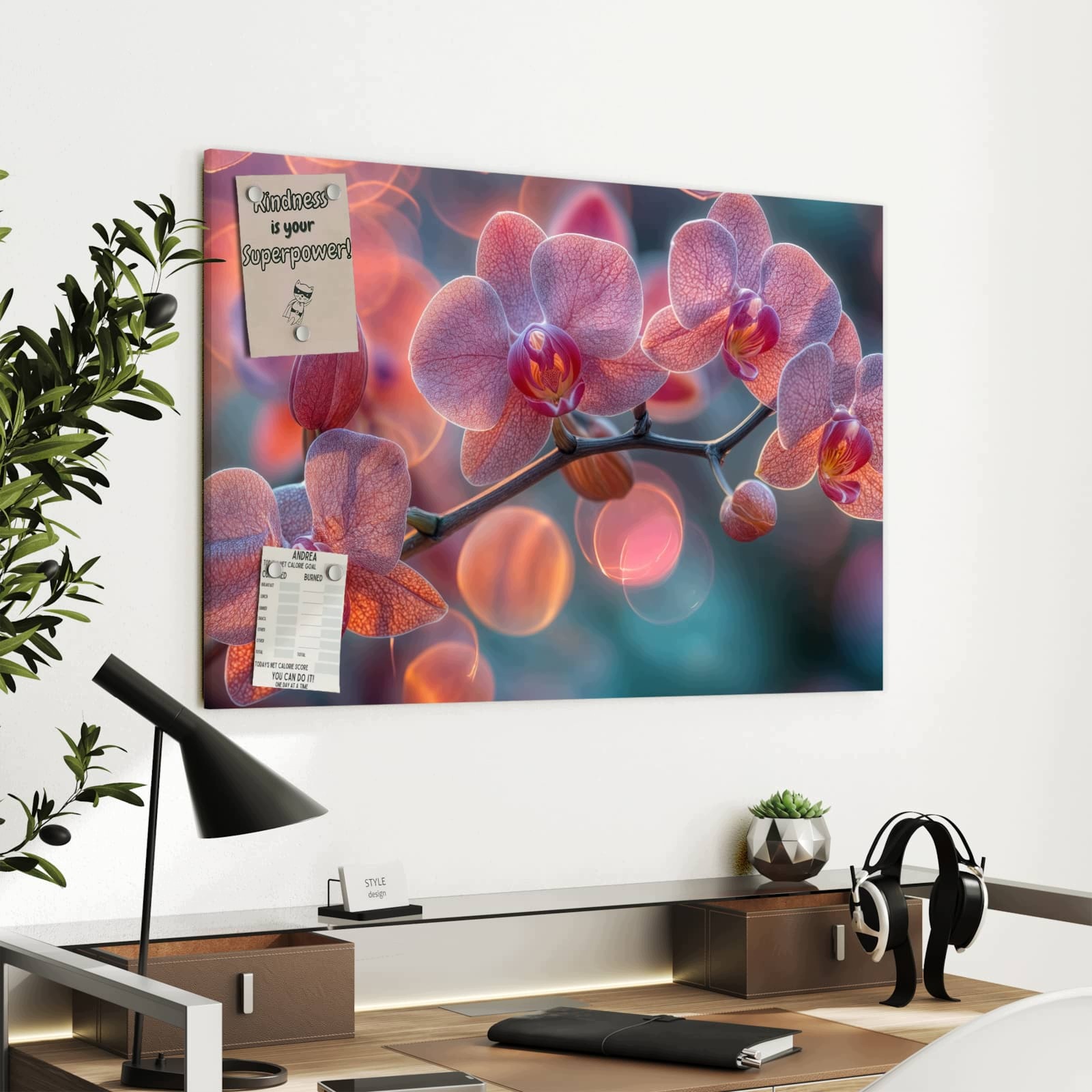 Magnetická tabule – obraz na zeď Orchidej bokeh | 90 × 60 cm