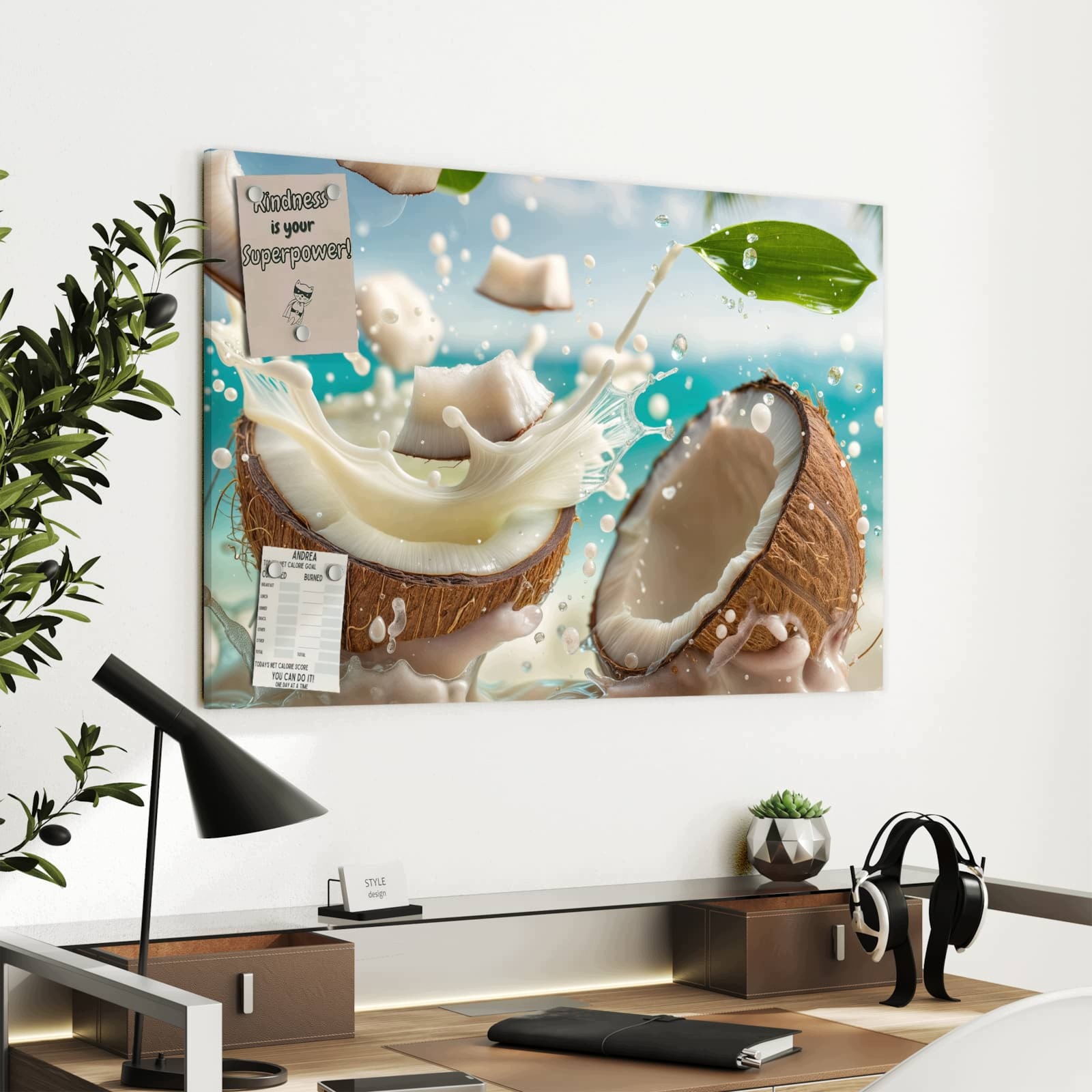 Magnetická tabule – obraz na zeď Kokos cákance | 90 × 60 cm