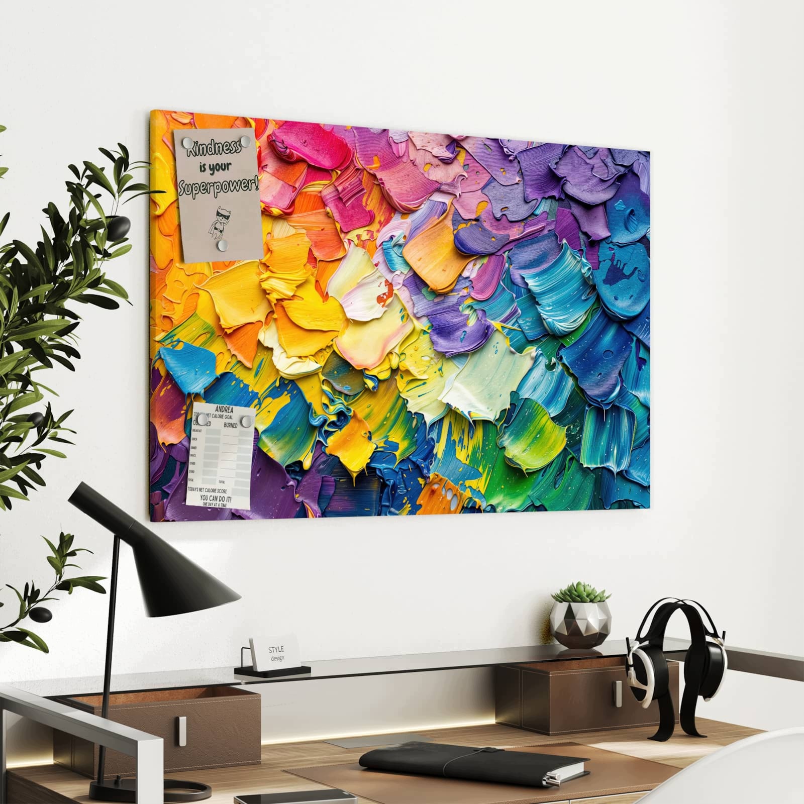 Magnetická tabule – obraz na zeď Barevné tahy štětce | 90 × 60 cm