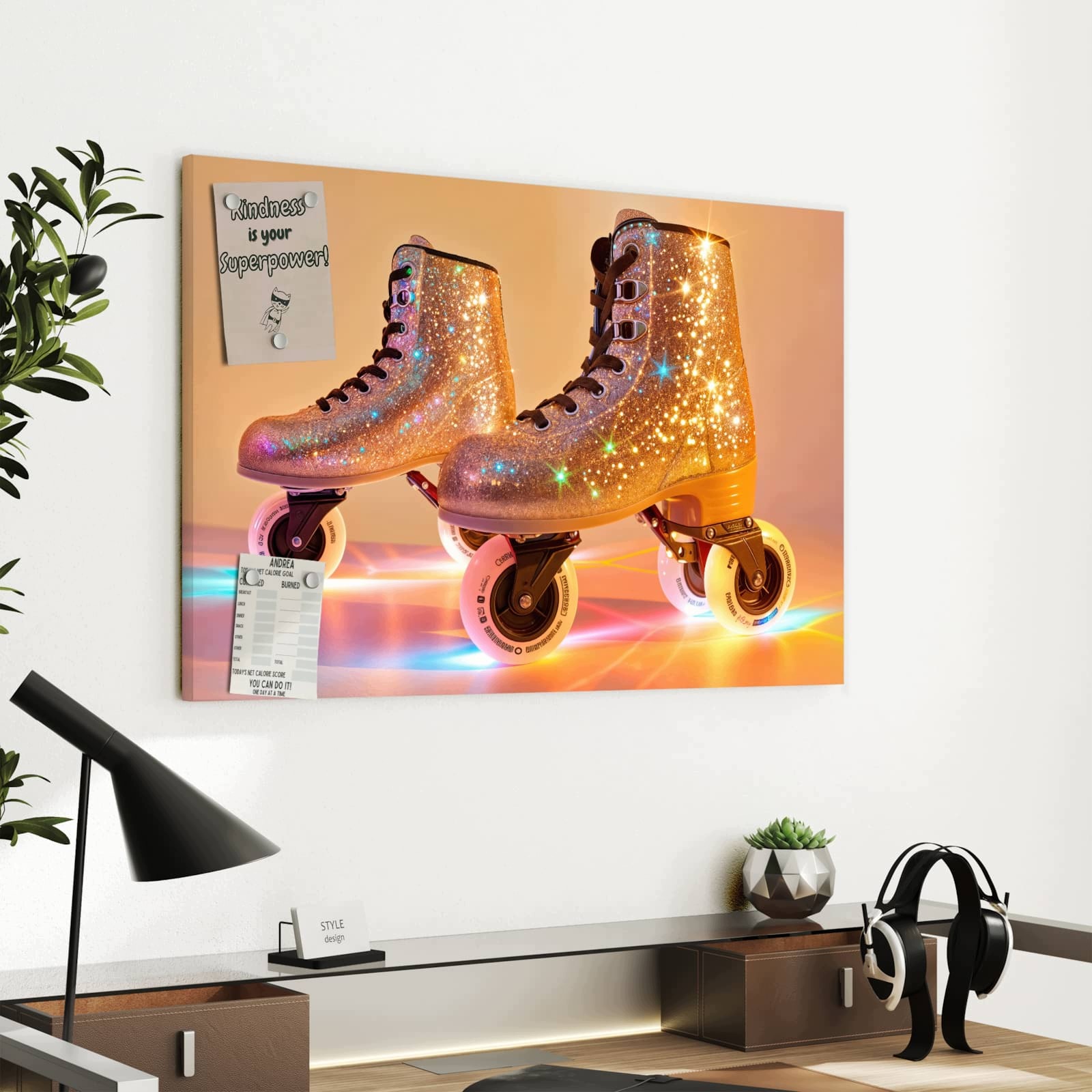 Magnetická tabule – obraz na zeď Třpytky kolečkové brusle | 60 × 40 cm