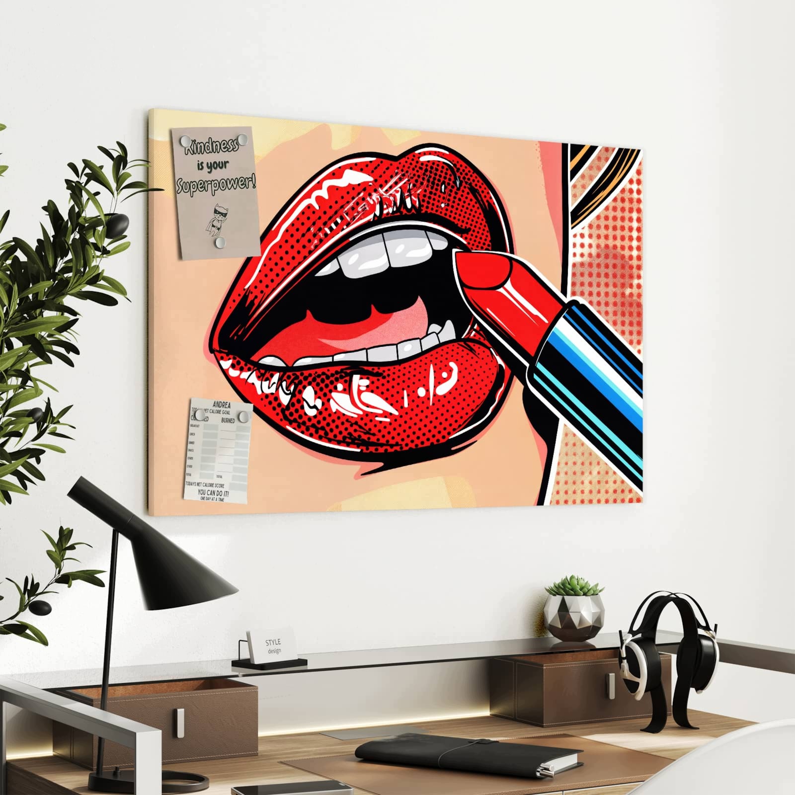 Magnetická tabule – obraz na zeď Rtěnka umění | 90 × 60 cm