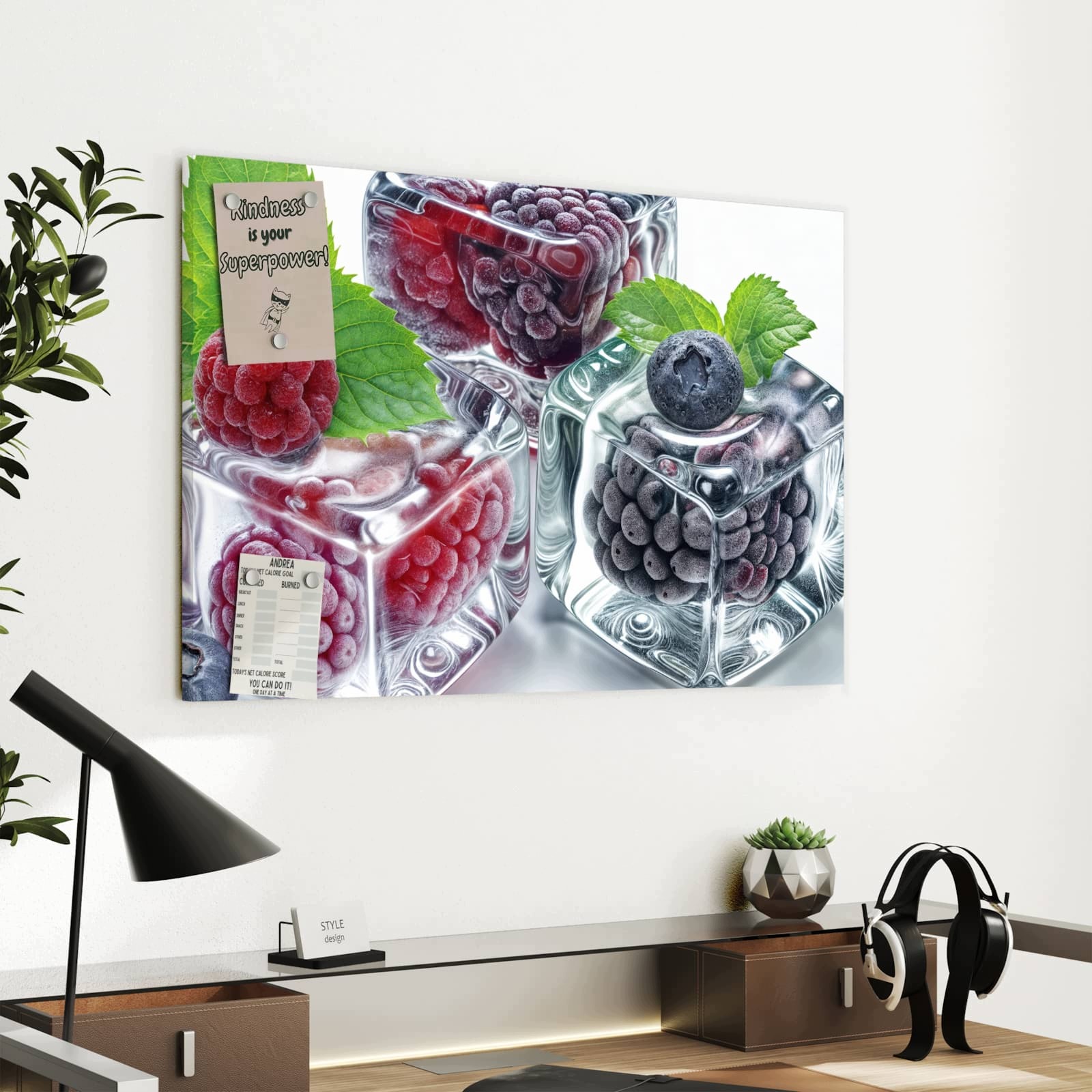 Magnetická tabule – obraz na zeď Kostky ledu a směs bobulí | 60 × 40 cm