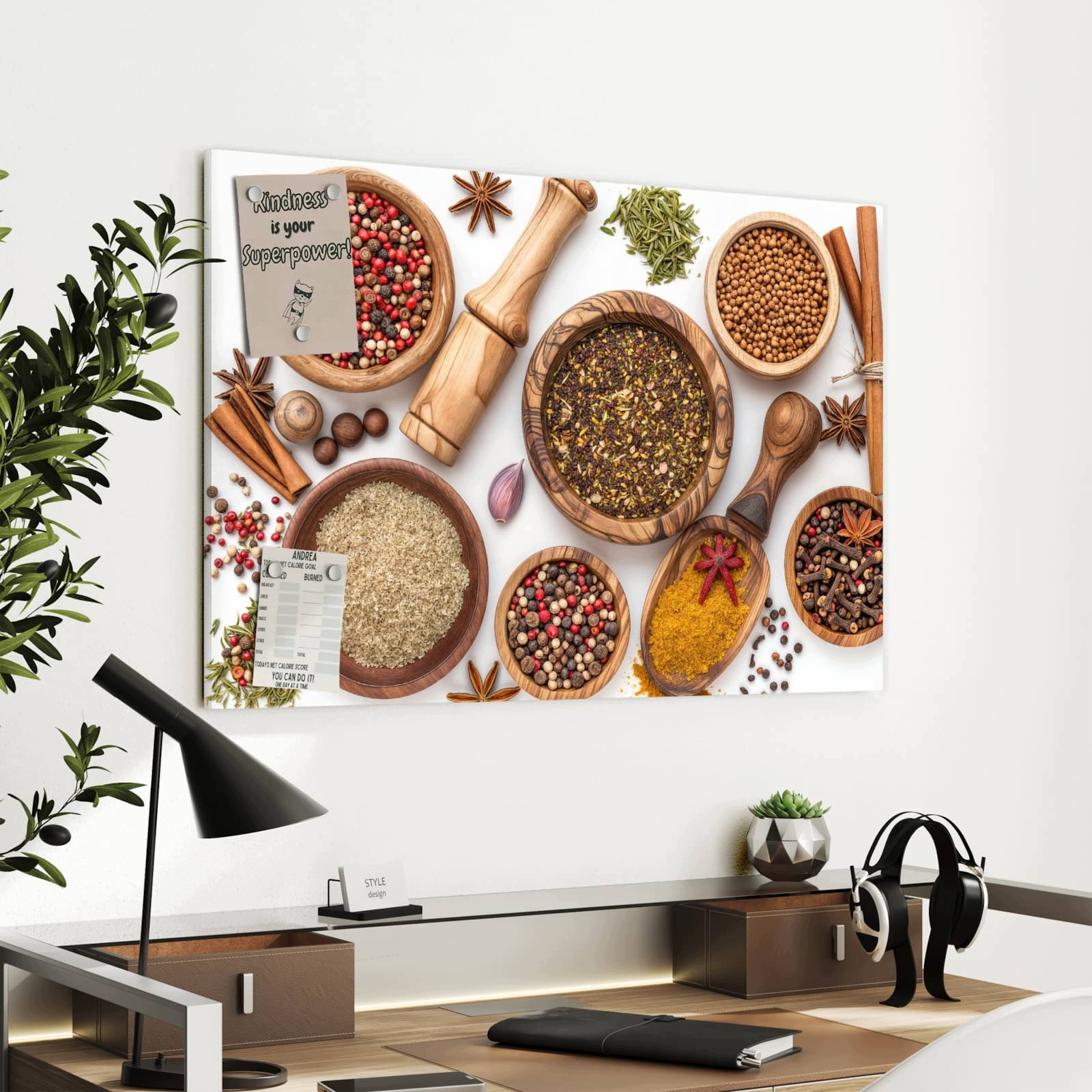Magnetická tabule – obraz na zeď Kolekce koření a doplňků | 90 × 60 cm