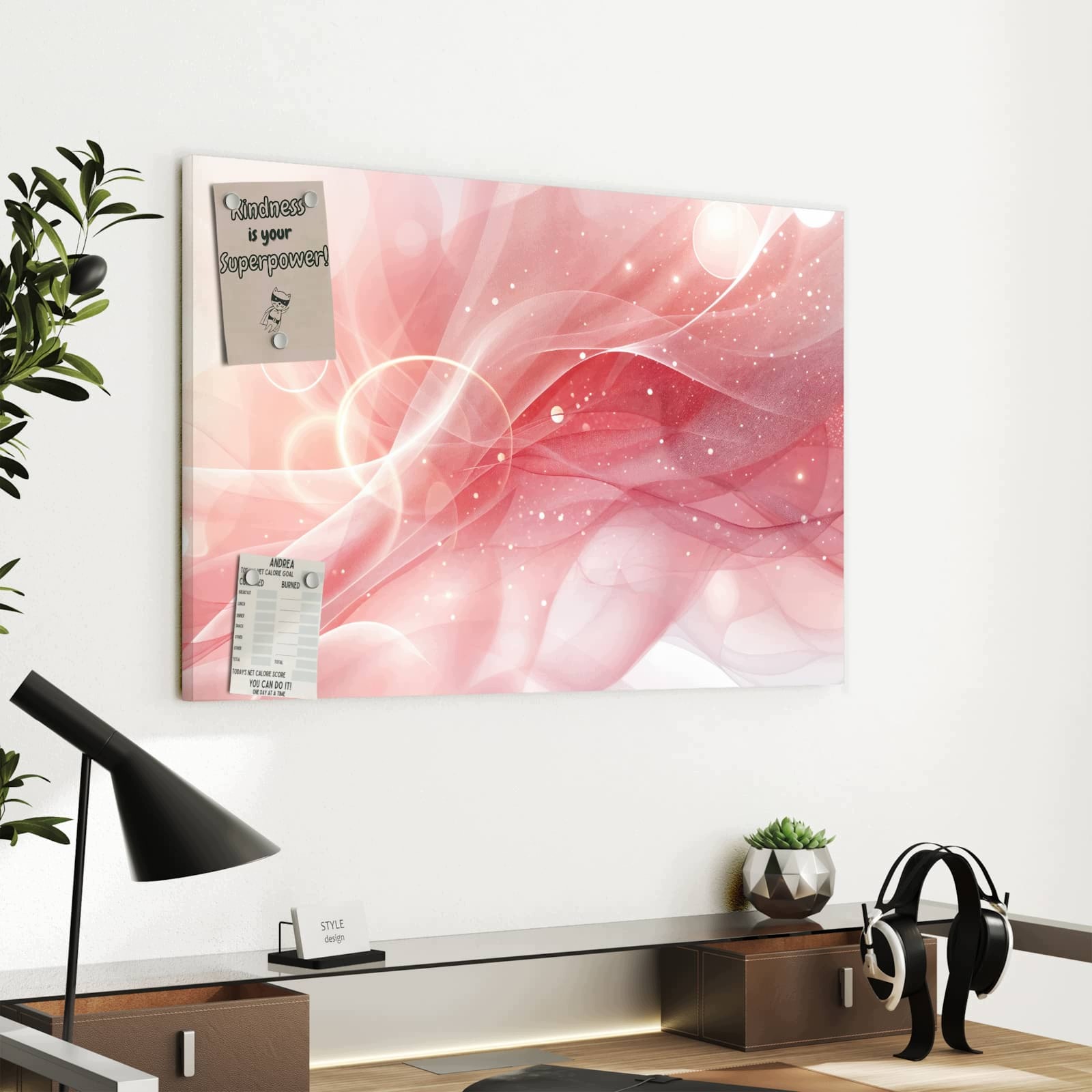 Magnetická tabule – obraz na zeď Růžové hedvábné vlny | 60 × 40 cm