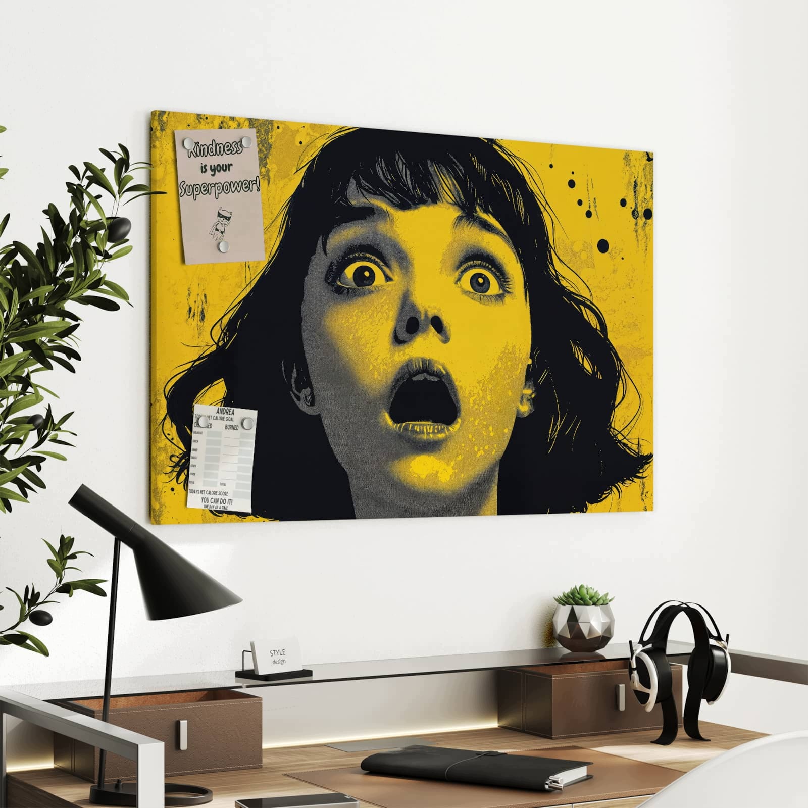 Magnetická tabule – obraz na zeď Křičící portrét | 90 × 60 cm