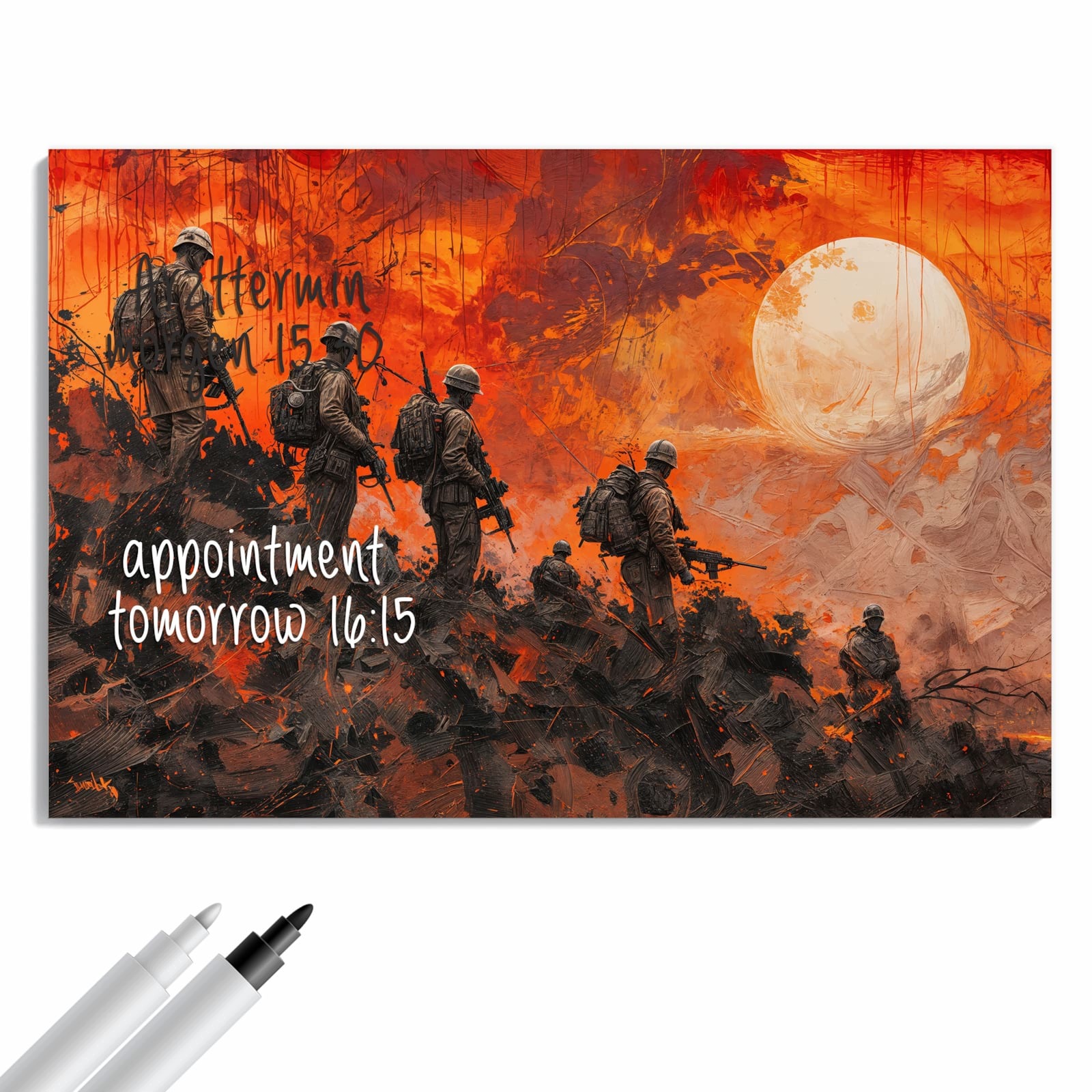 Magnetická tabule – obraz na zeď Vojáci západ slunce | 90 × 60 cm