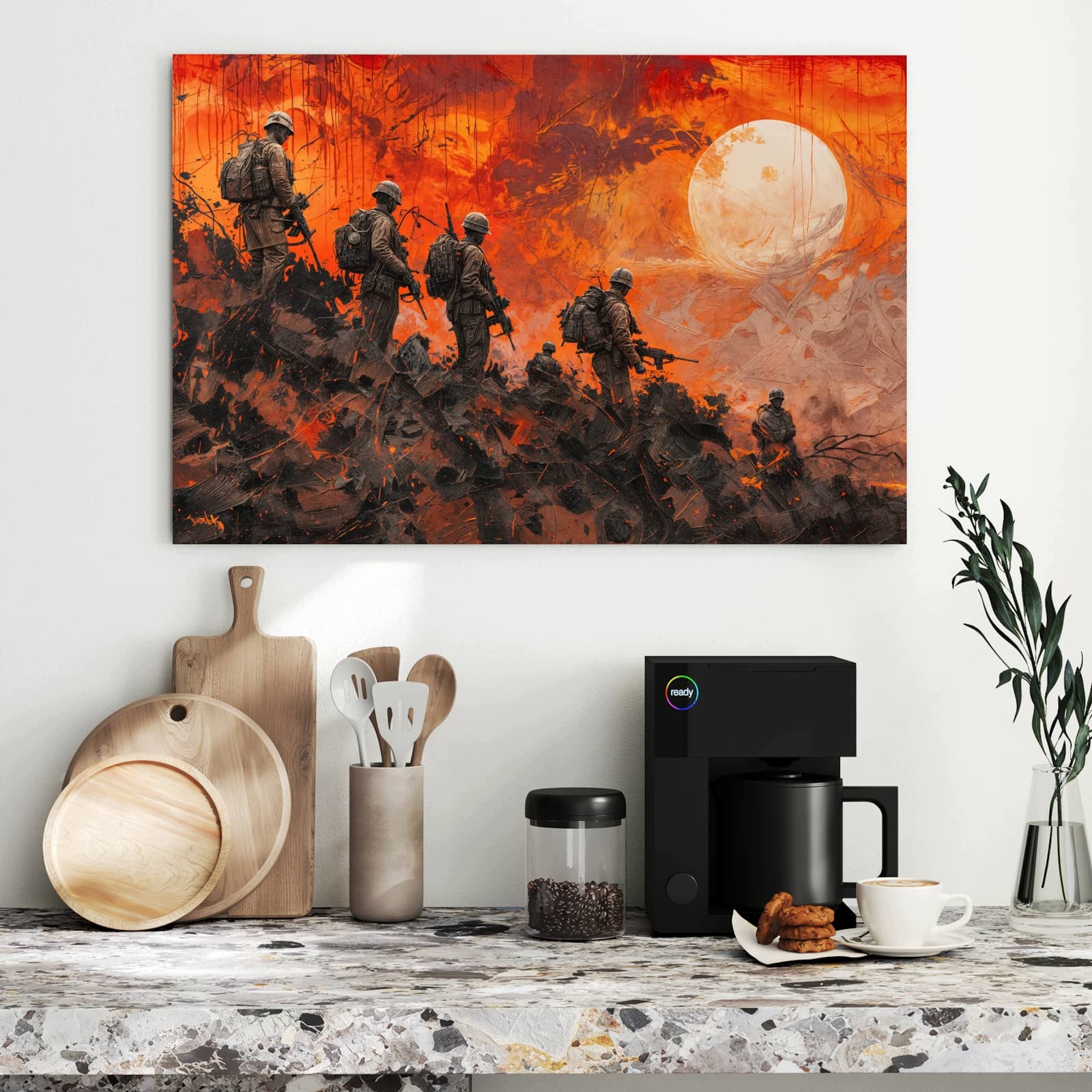 Magnetická tabule – obraz na zeď Vojáci západ slunce | 90 × 60 cm