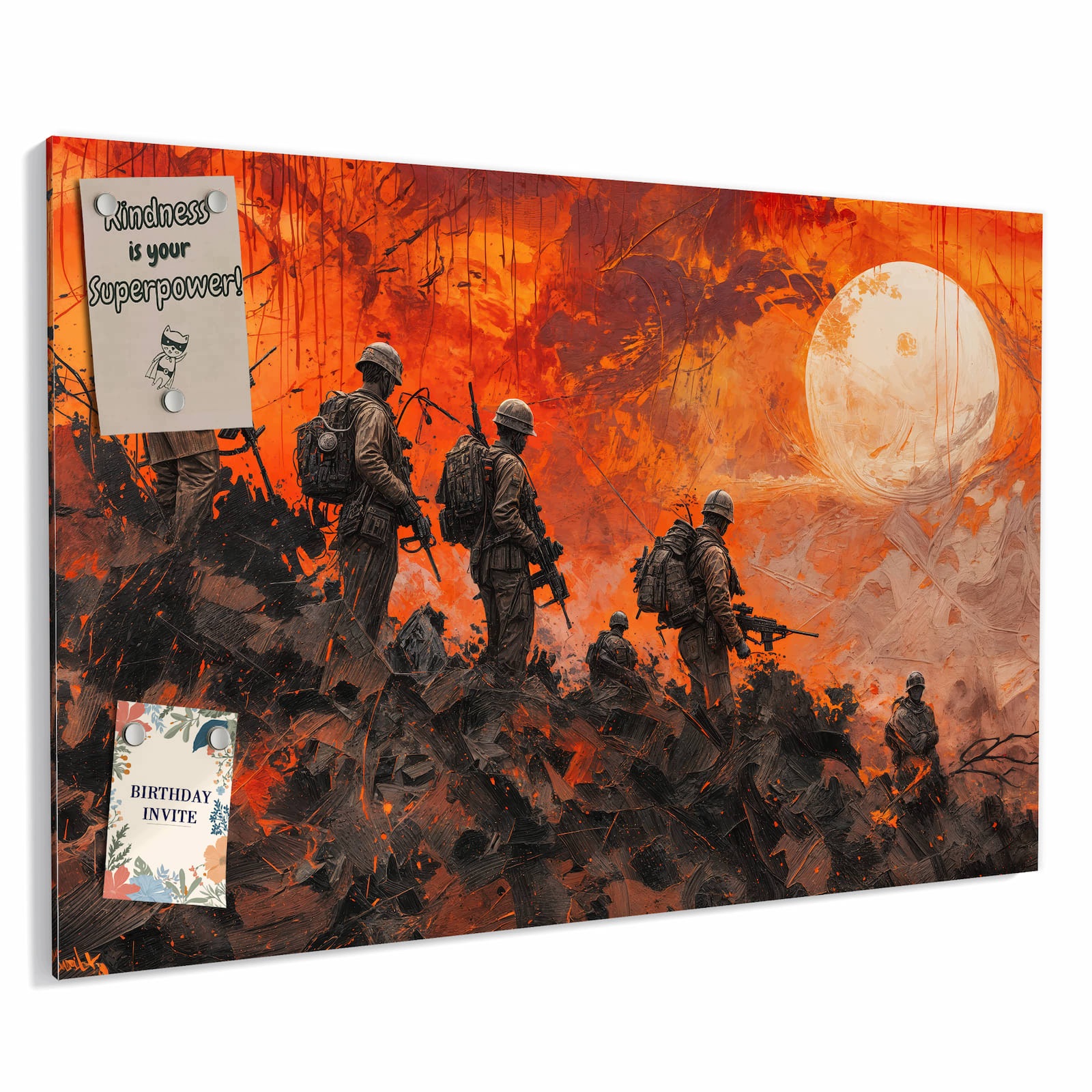 Magnetická tabule – obraz na zeď Vojáci západ slunce | 90 × 60 cm