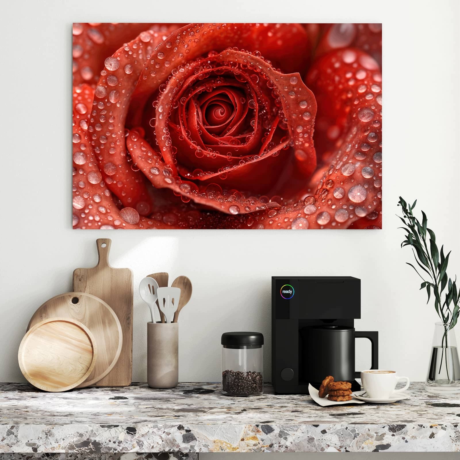Magnetická tabule – obraz na zeď Kapky vody na růži | 90 × 60 cm