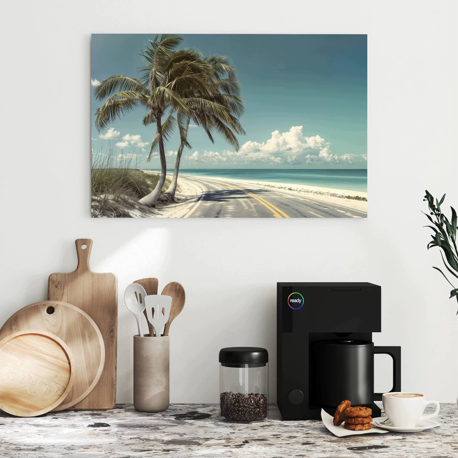 Magnetická tabule – obraz na zeď Přímořská ulice s palmami | 60 × 40 cm