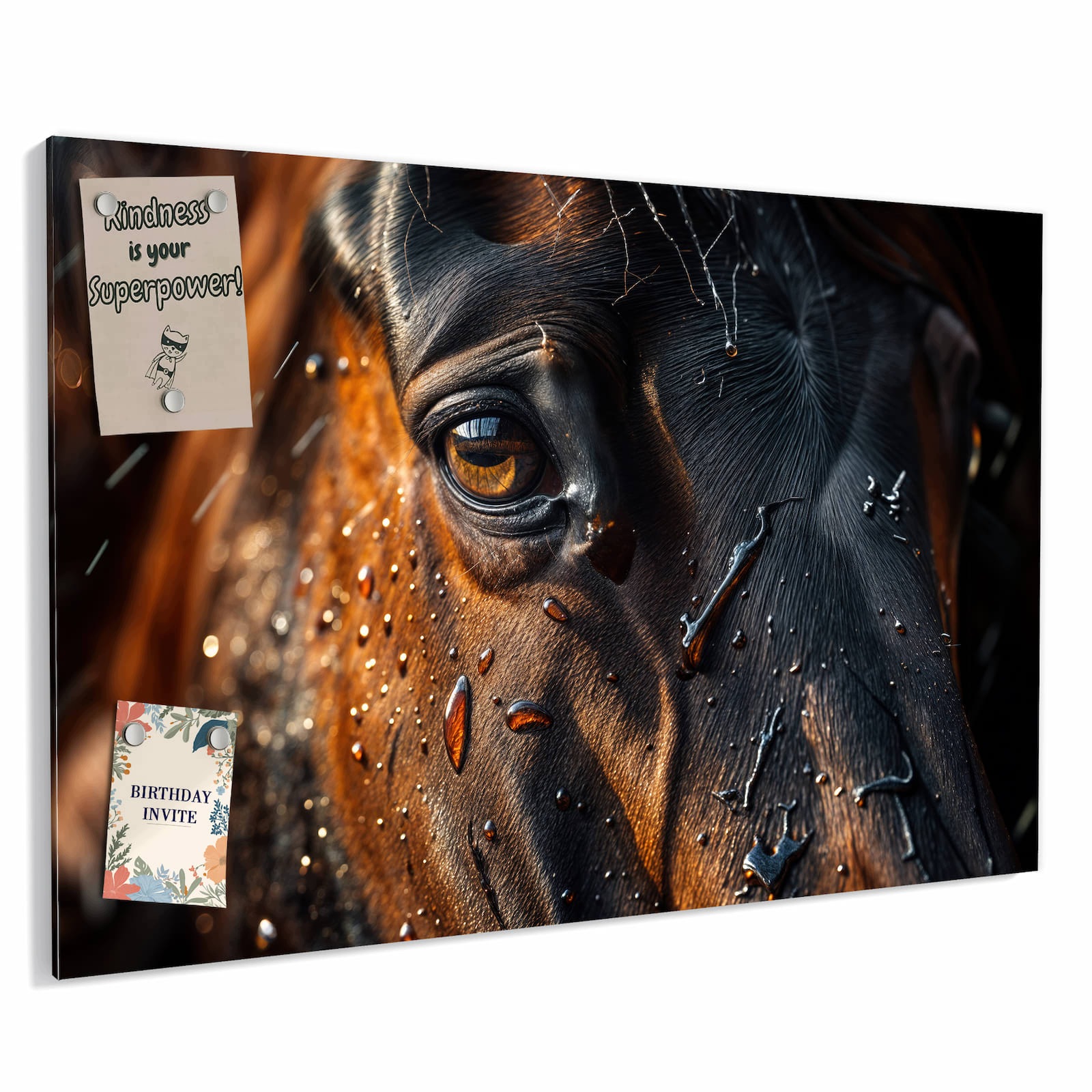 Magnetická tabule – obraz na zeď Oko koně déšť | 90 × 60 cm