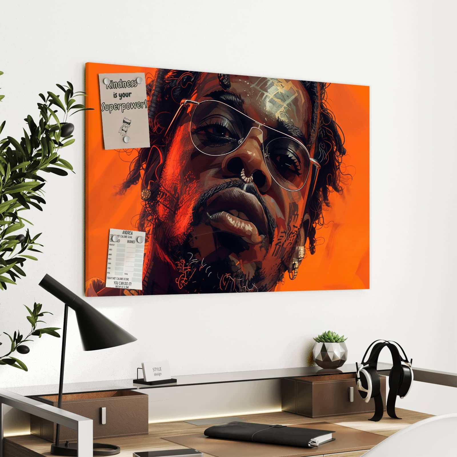 Magnetická tabule – obraz na zeď Stylová tvář v brýlích | 90 × 60 cm