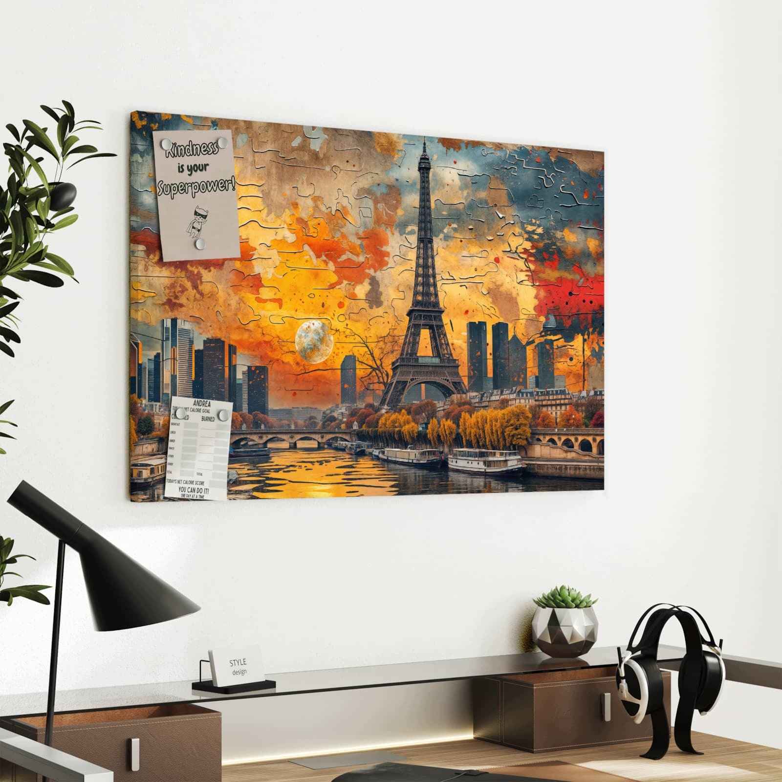 Magnetická tabule – obraz na zeď Věž Eiffla panorama města | 60 × 40 cm
