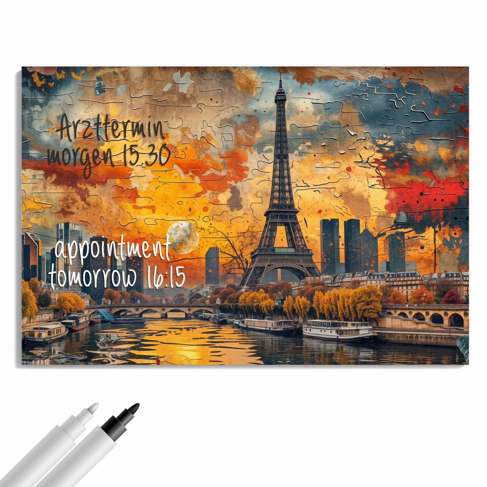 Magnetická tabule – obraz na zeď Věž Eiffla panorama města | 90 × 60 cm