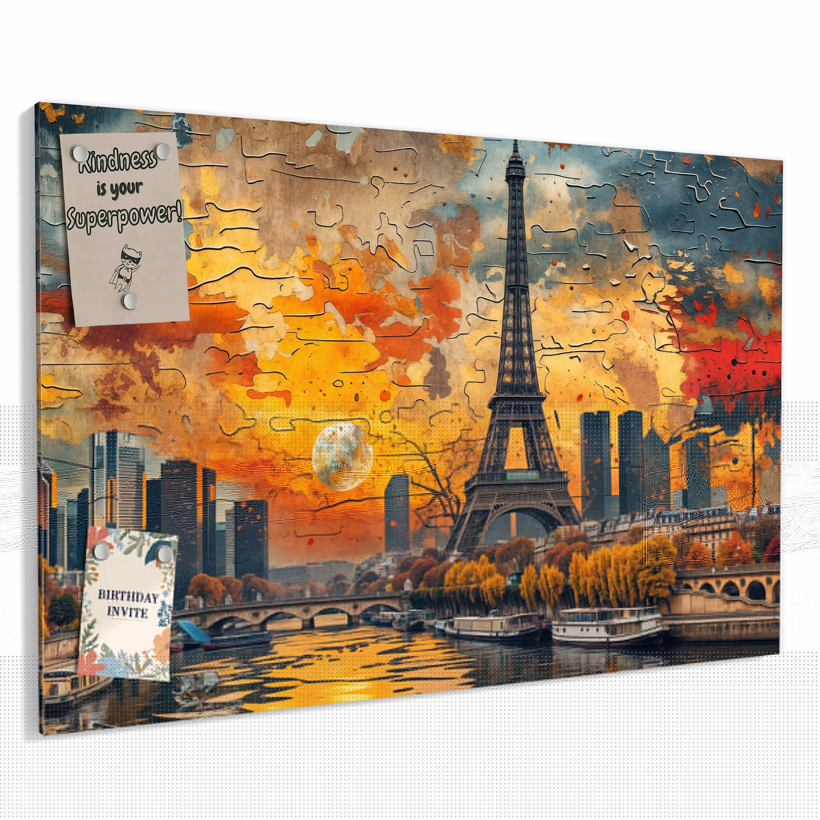 Magnetická tabule – obraz na zeď Věž Eiffla panorama města | 90 × 60 cm
