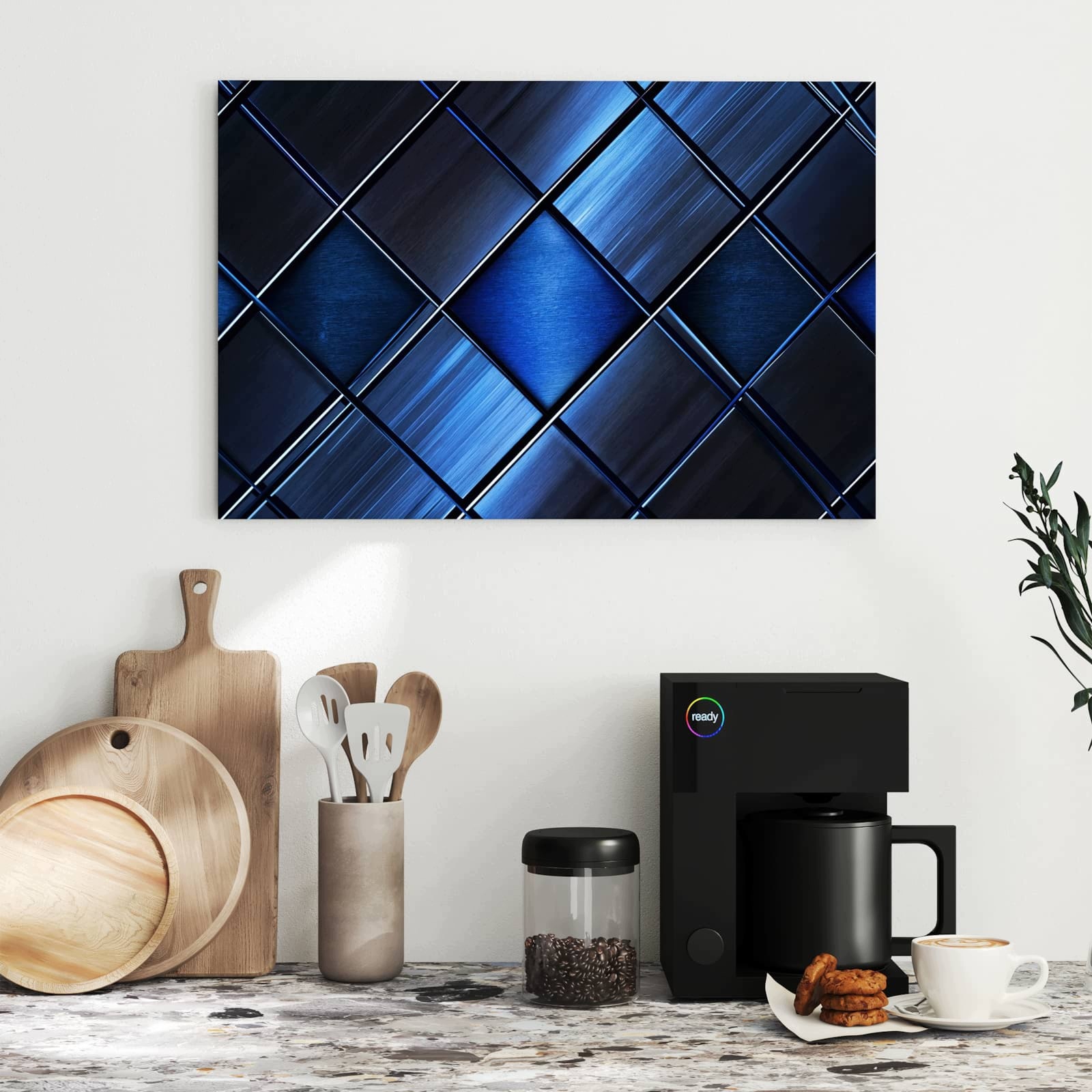 Magnetická tabule – obraz na zeď Modré dlaždice | 60 × 40 cm