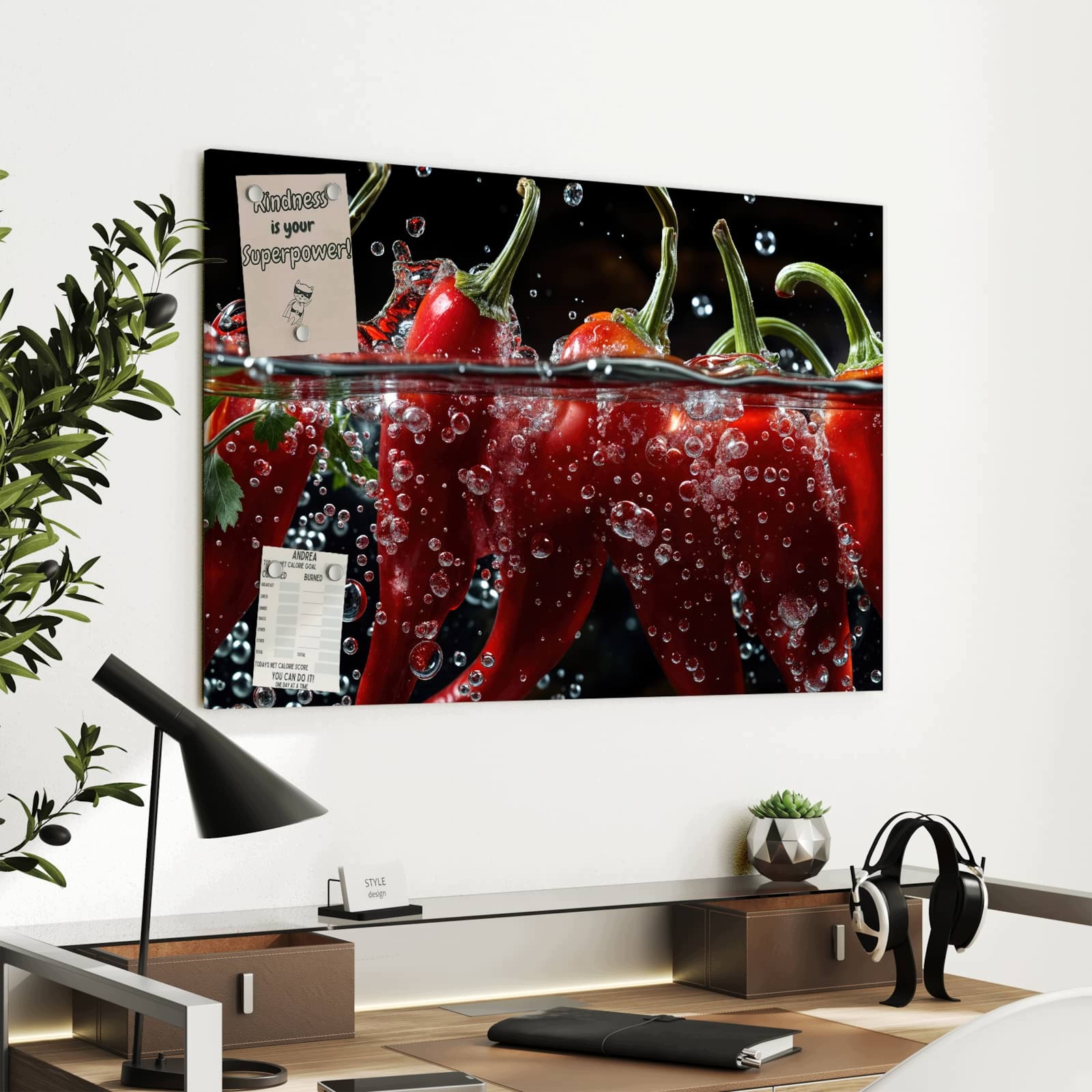 Magnetická tabule – obraz na zeď Paprika ve vodě | 90 × 60 cm