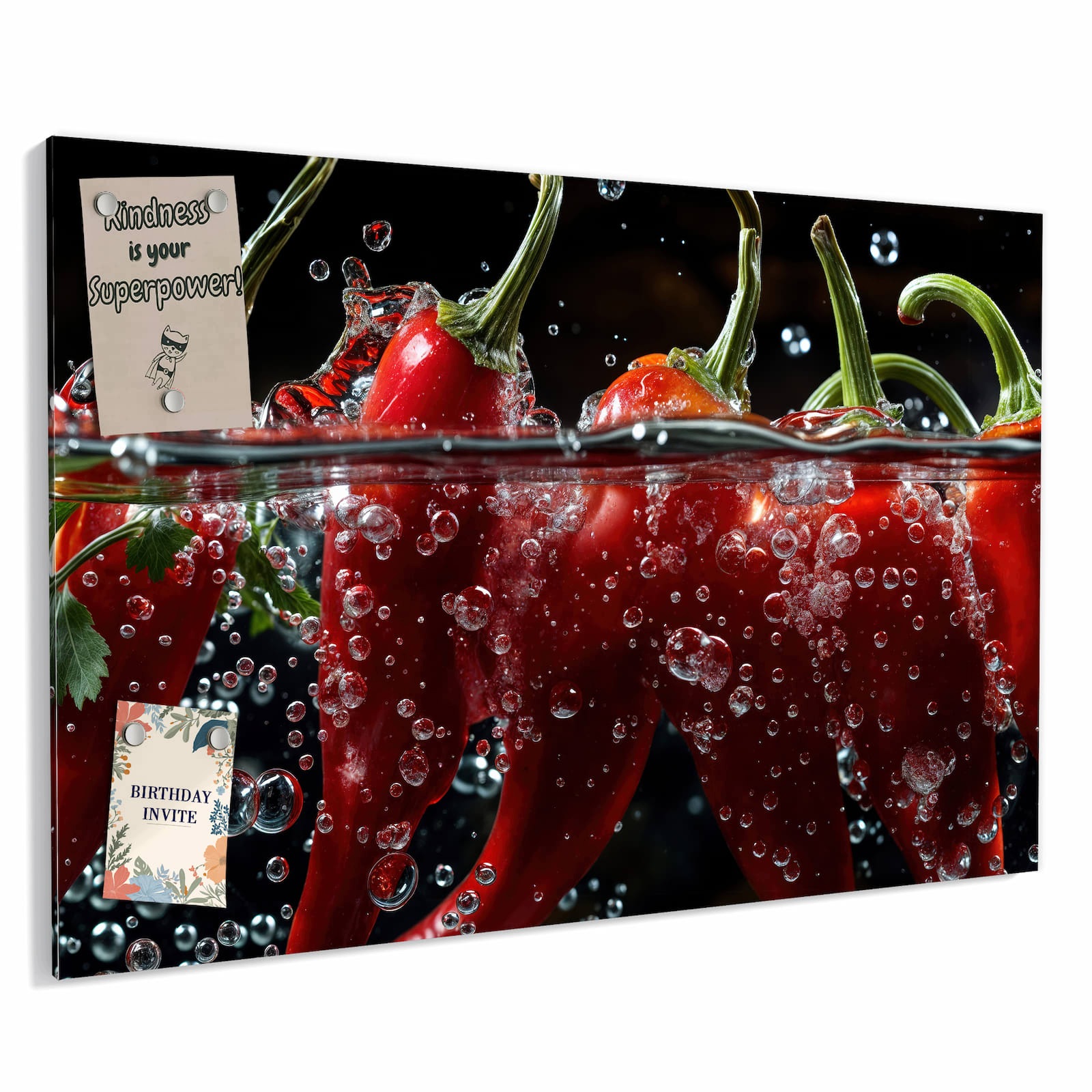 Magnetická tabule – obraz na zeď Paprika ve vodě | 90 × 60 cm