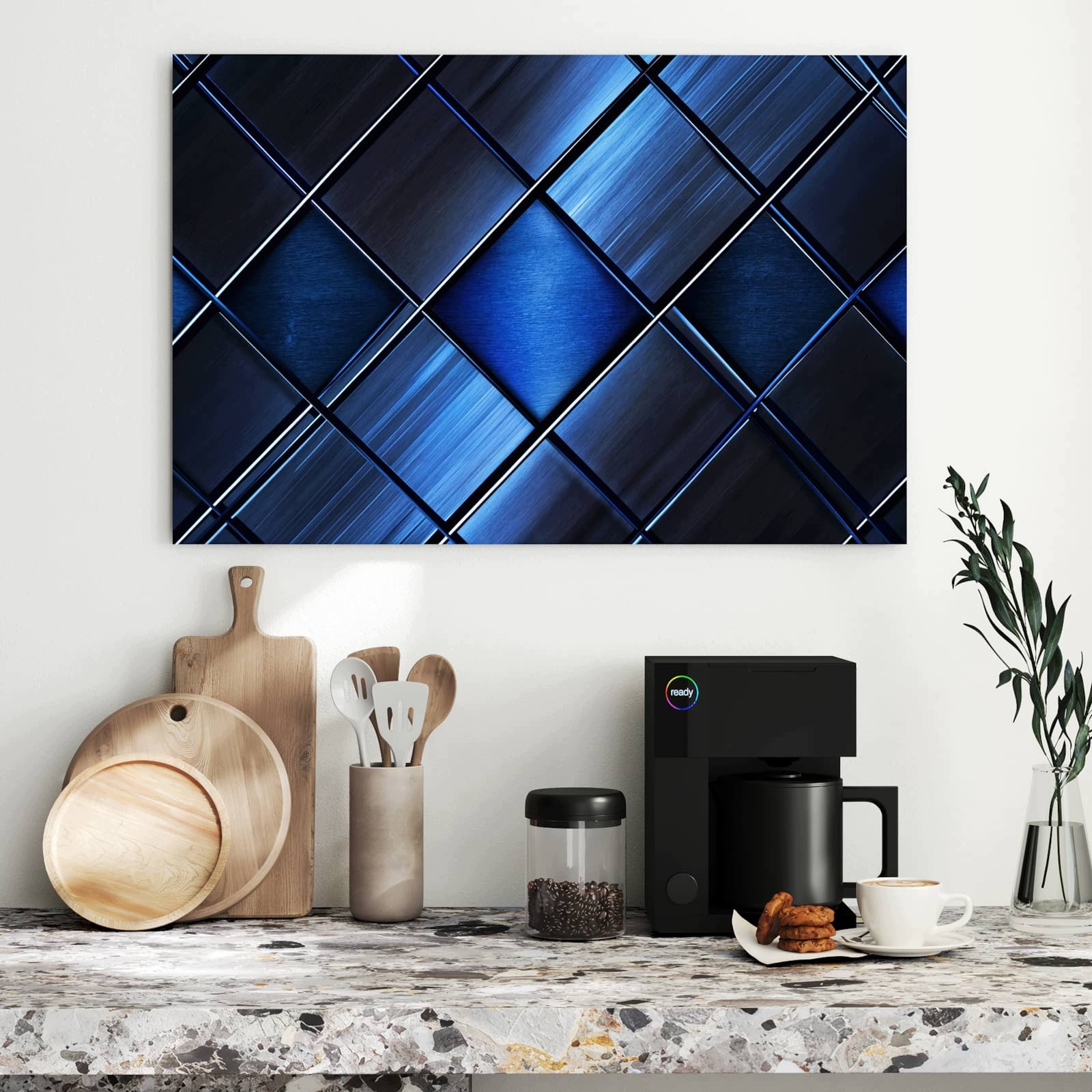 Magnetická tabule – obraz na zeď Modré dlaždice | 90 × 60 cm