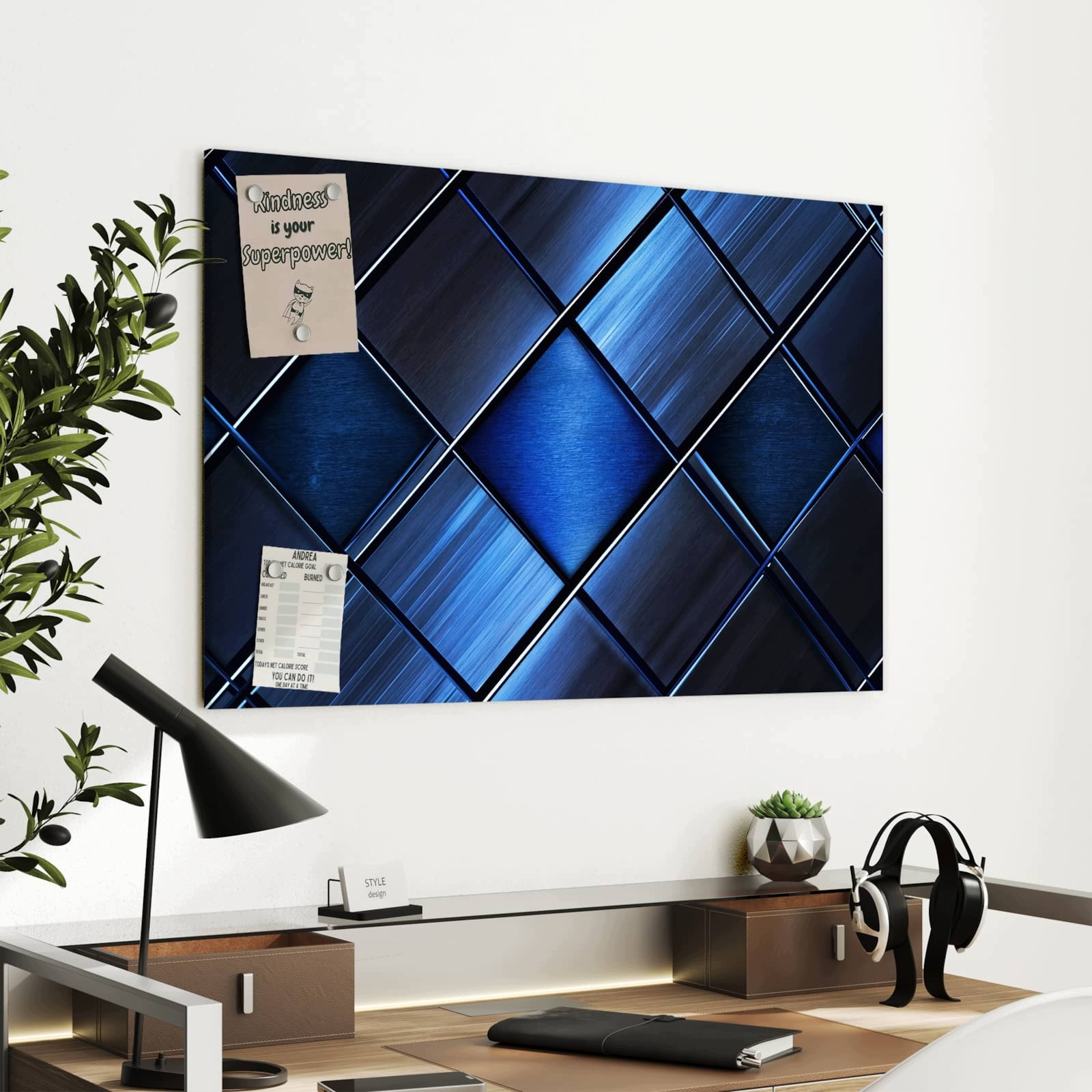 Magnetická tabule – obraz na zeď Modré dlaždice | 90 × 60 cm