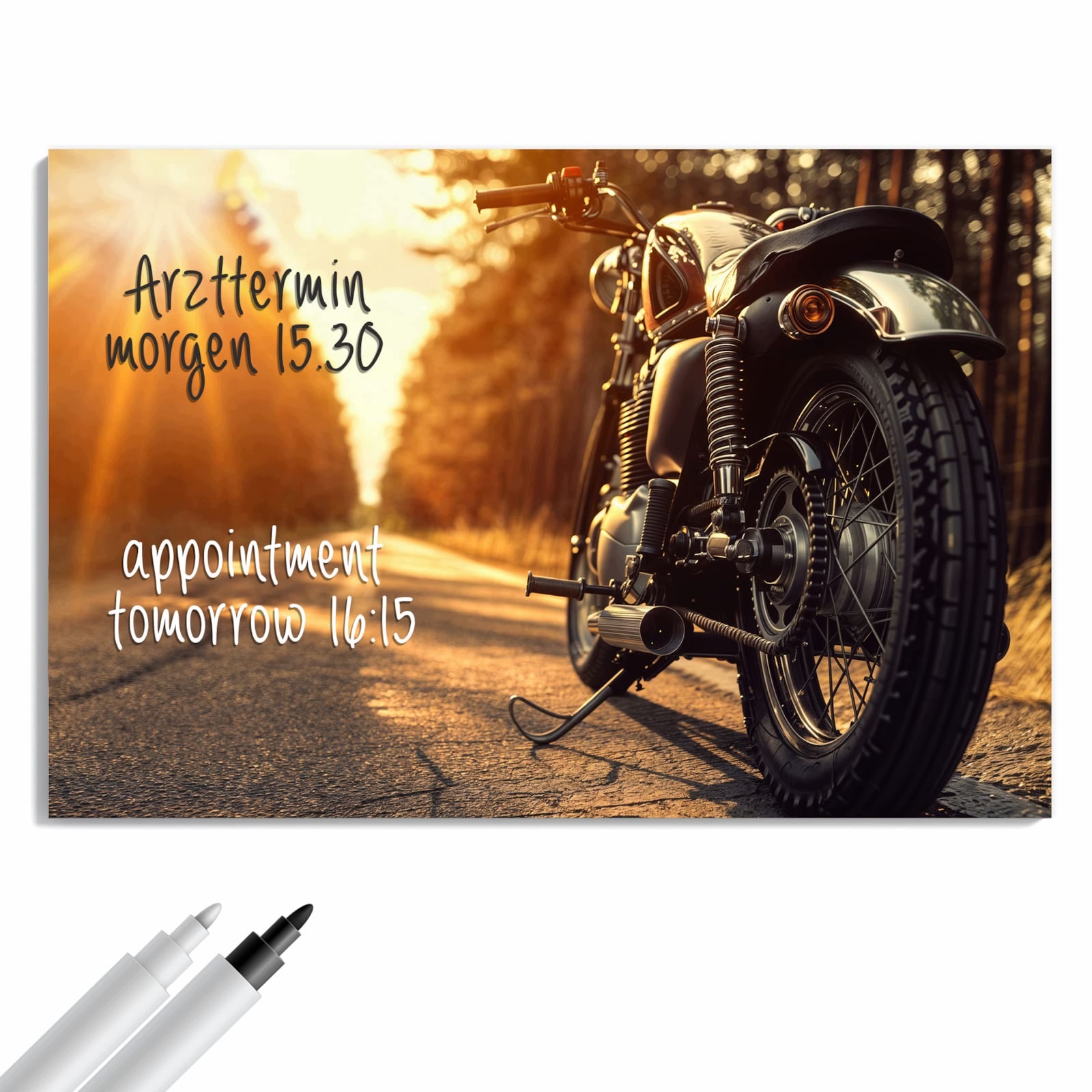 Magnetická tabule – obraz na zeď Slunce na motocyklu | 60 × 40 cm