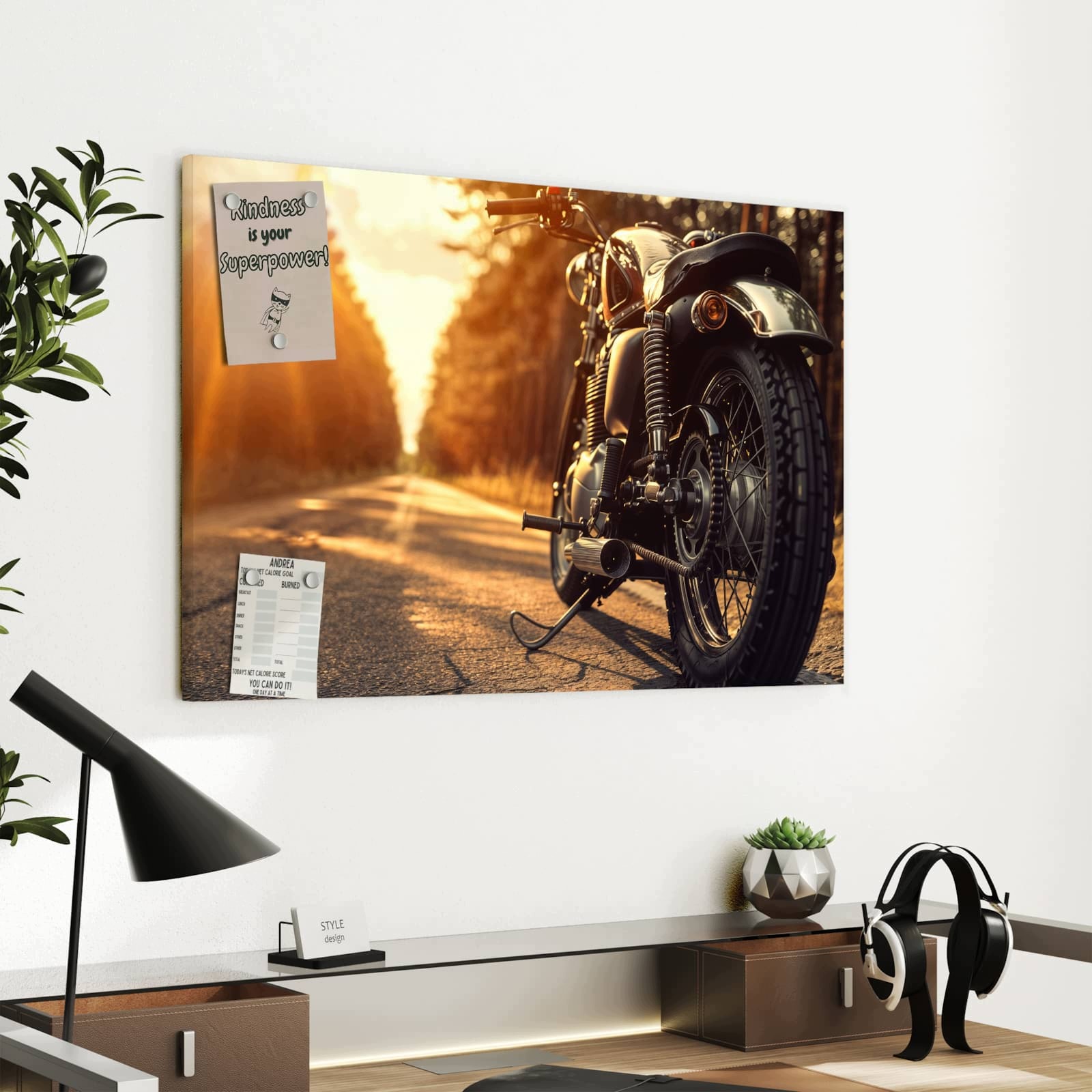 Magnetická tabule – obraz na zeď Slunce na motocyklu | 60 × 40 cm