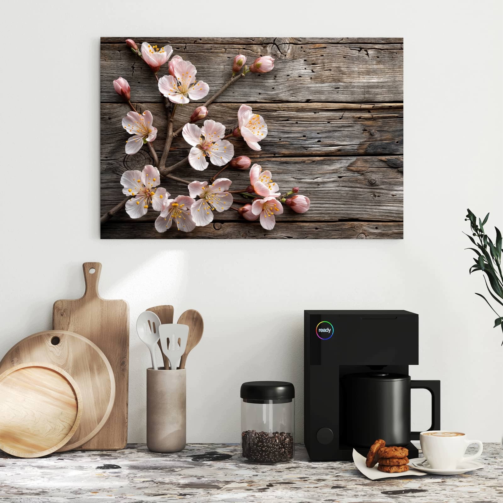 Magnetická tabule – obraz na zeď Květiny třešní dřevo – motiv 2 | 60 × 40 cm