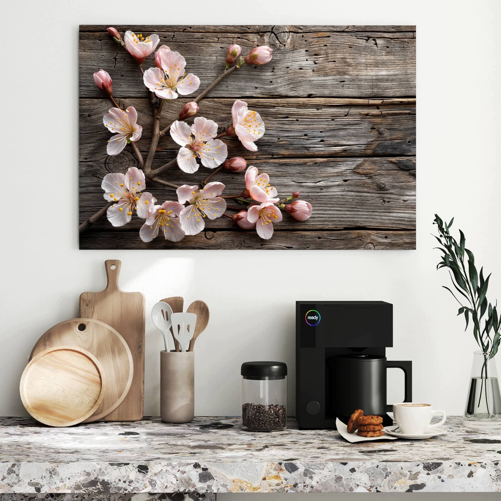 Magnetická tabule – obraz na zeď Květiny třešní dřevo – motiv 2 | 90 × 60 cm