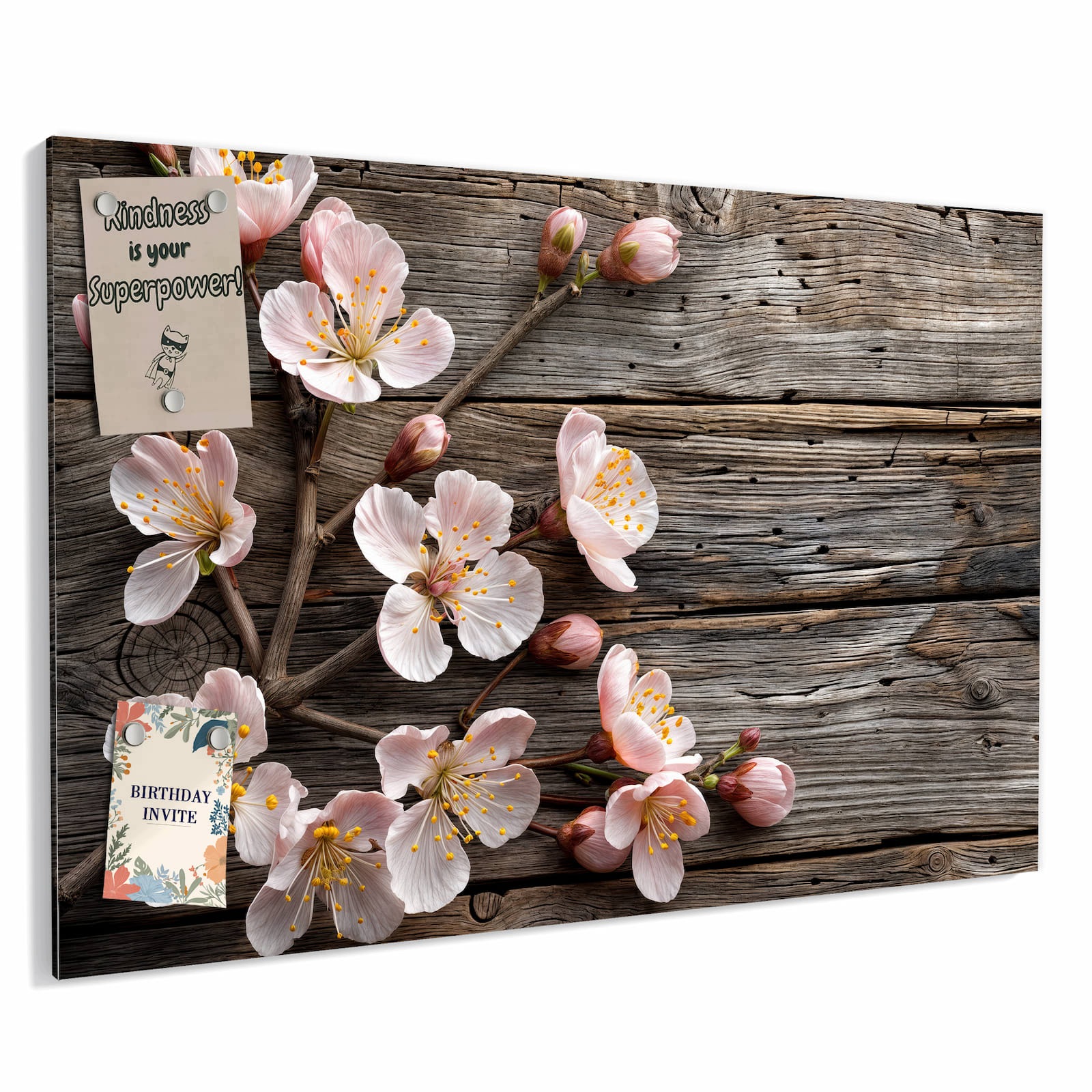 Magnetická tabule – obraz na zeď Květiny třešní dřevo – motiv 2 | 90 × 60 cm