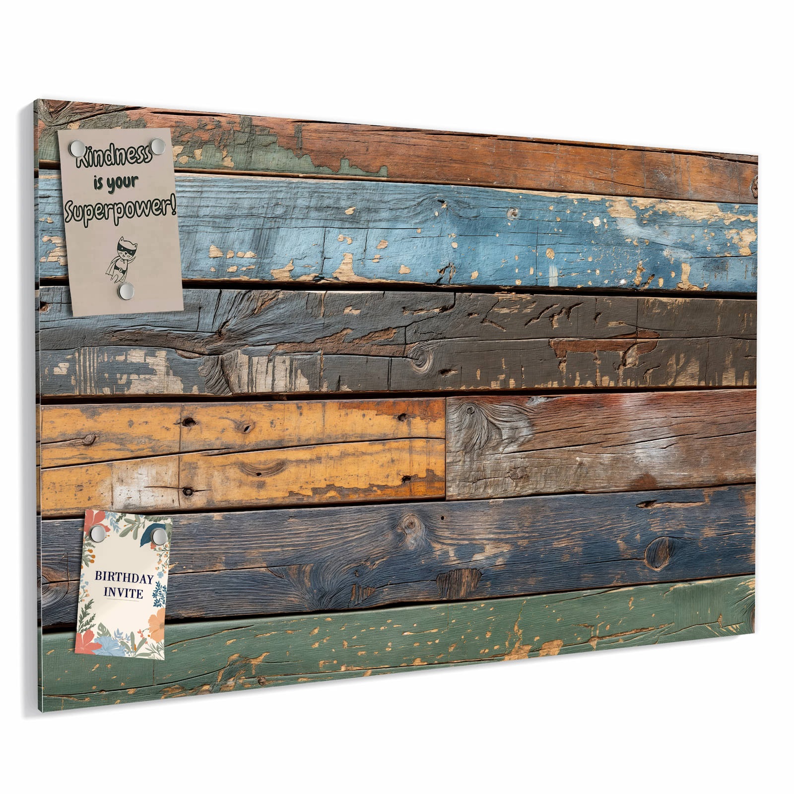 Magnetická tabule – obraz na zeď Barevná dřevěná deska | 90 × 60 cm