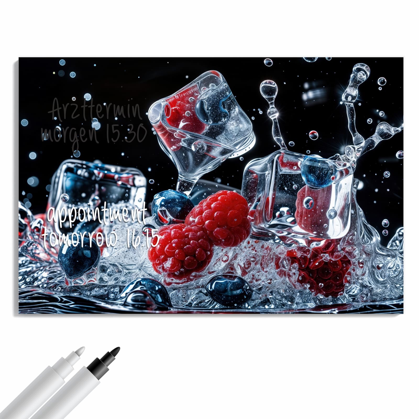 Magnetická tabule – obraz na zeď Bobule s kostkami ledu – motiv 2 | 60 × 40 cm