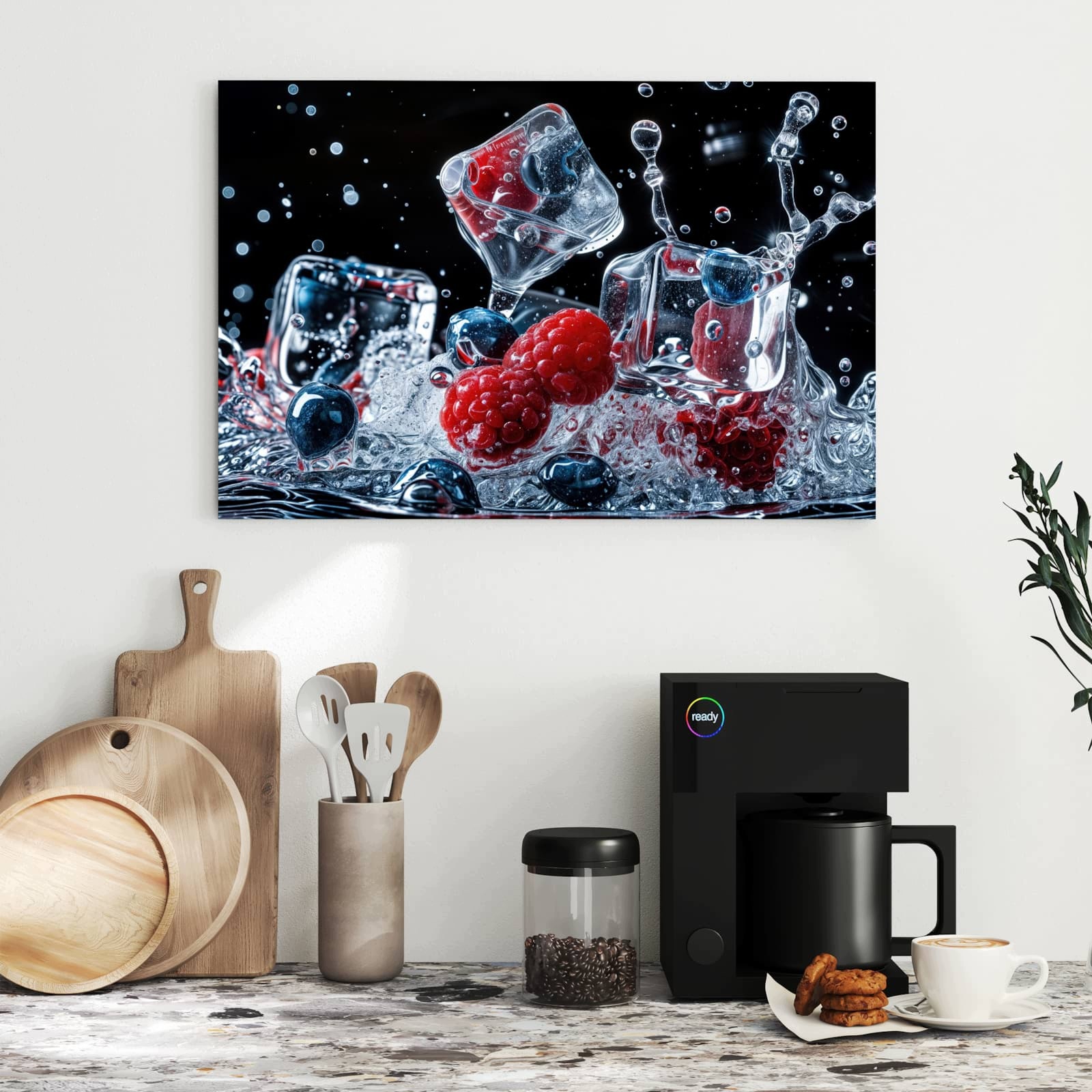 Magnetická tabule – obraz na zeď Bobule s kostkami ledu – motiv 2 | 60 × 40 cm