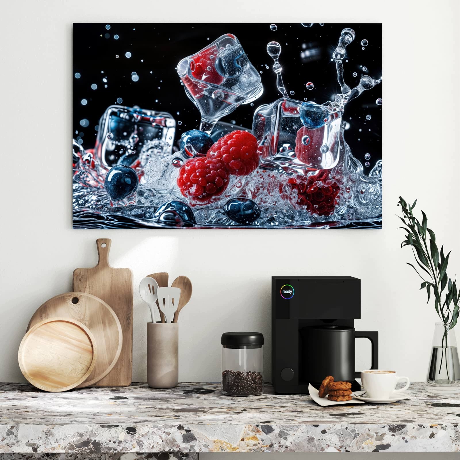 Magnetická tabule – obraz na zeď Bobule s kostkami ledu – motiv 2 | 90 × 60 cm
