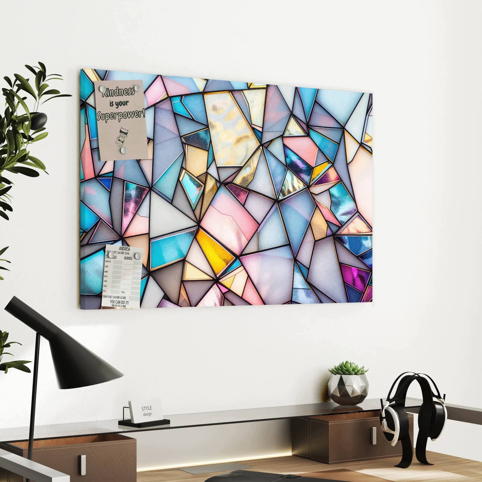 Magnetická tabule – obraz na zeď Barevná skleněná mozaika | 60 × 40 cm